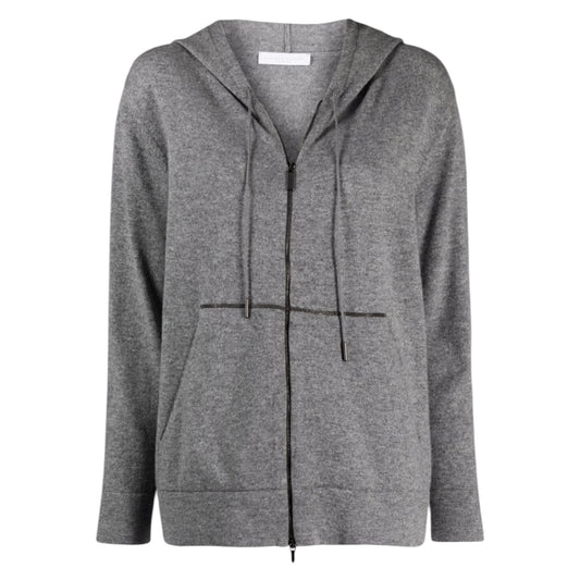 Fabiana Filippi Grey Hooded Zipped Cardigan - 14