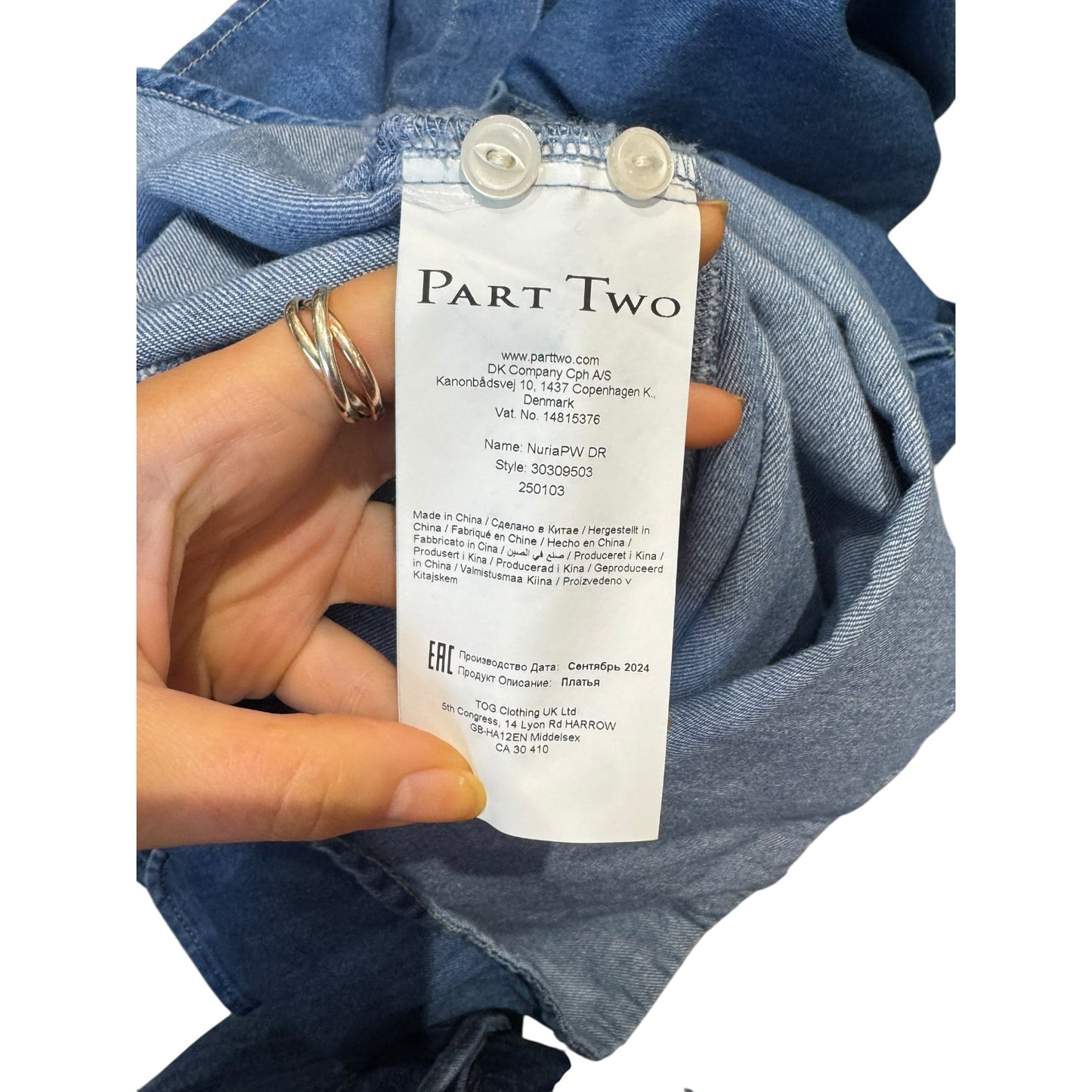 Part Two Denim Nuria PW Dress - 10/12