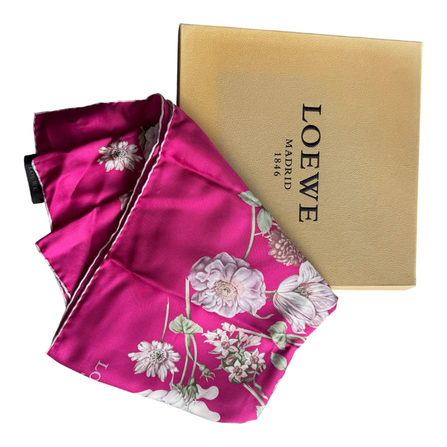 Loewe Pink Floral Silk Scarf