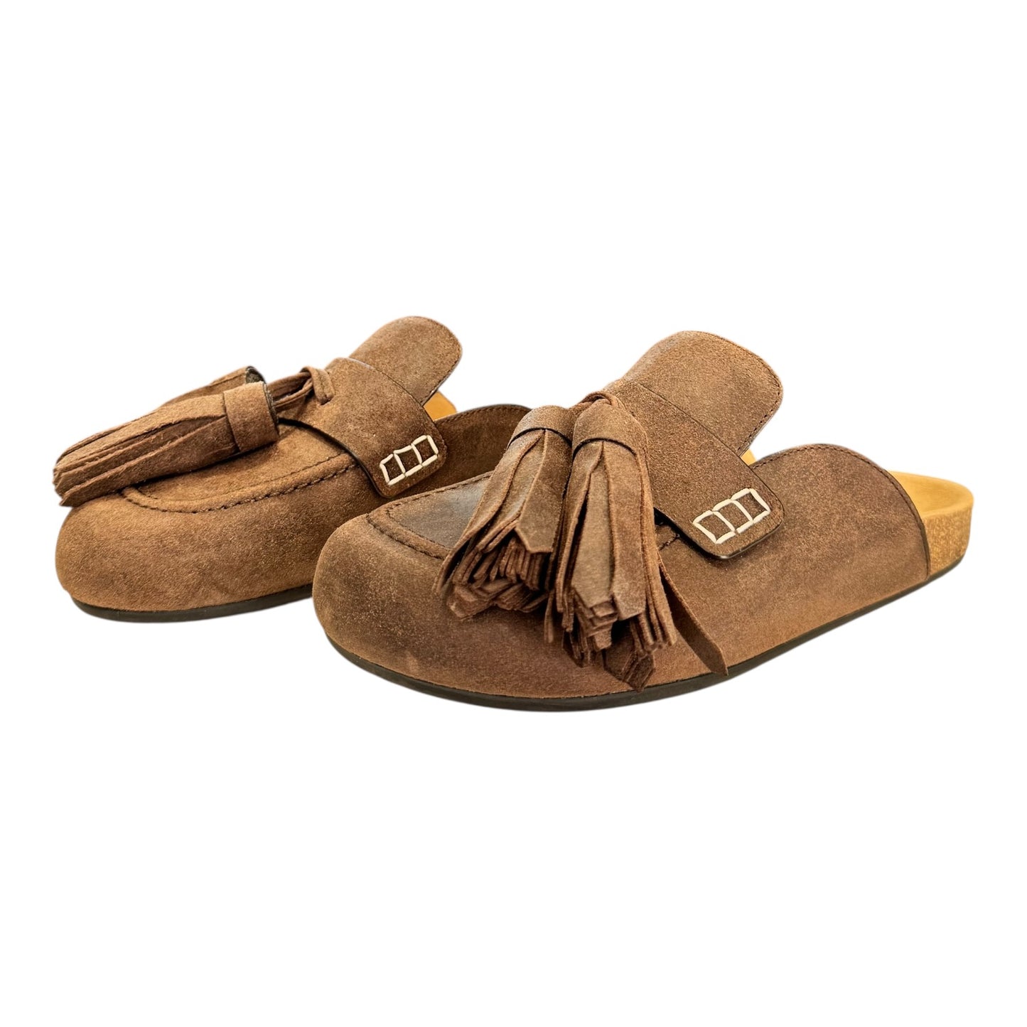 JW Anderson Brown Tassel Suede Mules - Fit UK 4