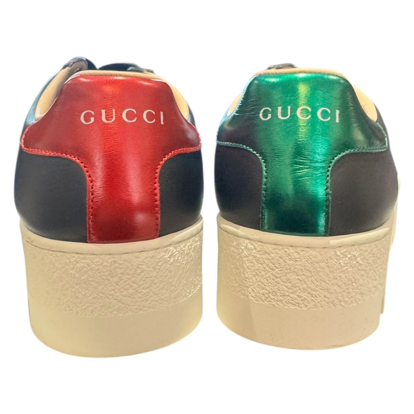 Gucci Black Leather Bee Embroidered Ace Platform Sneakers - 39/6