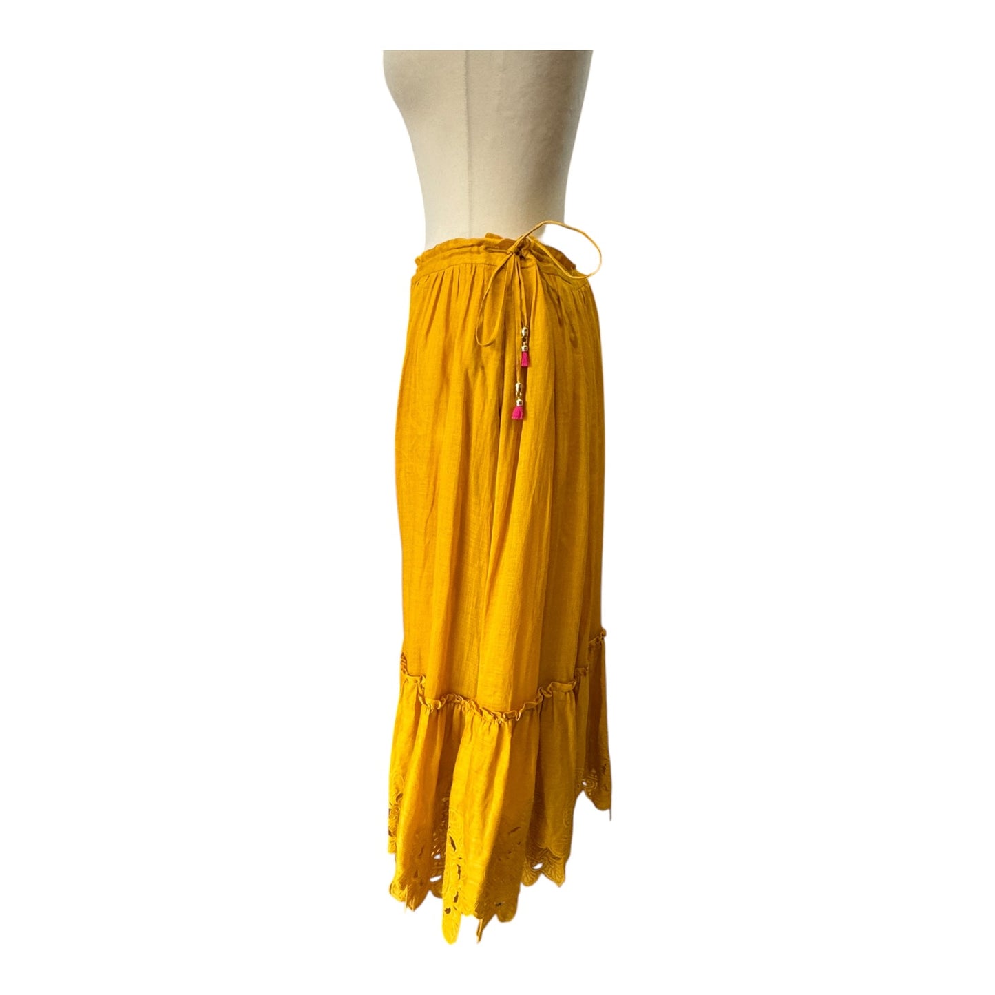 Zimmermann Mustard Teddy Scallop Midi Skirt - 8/10