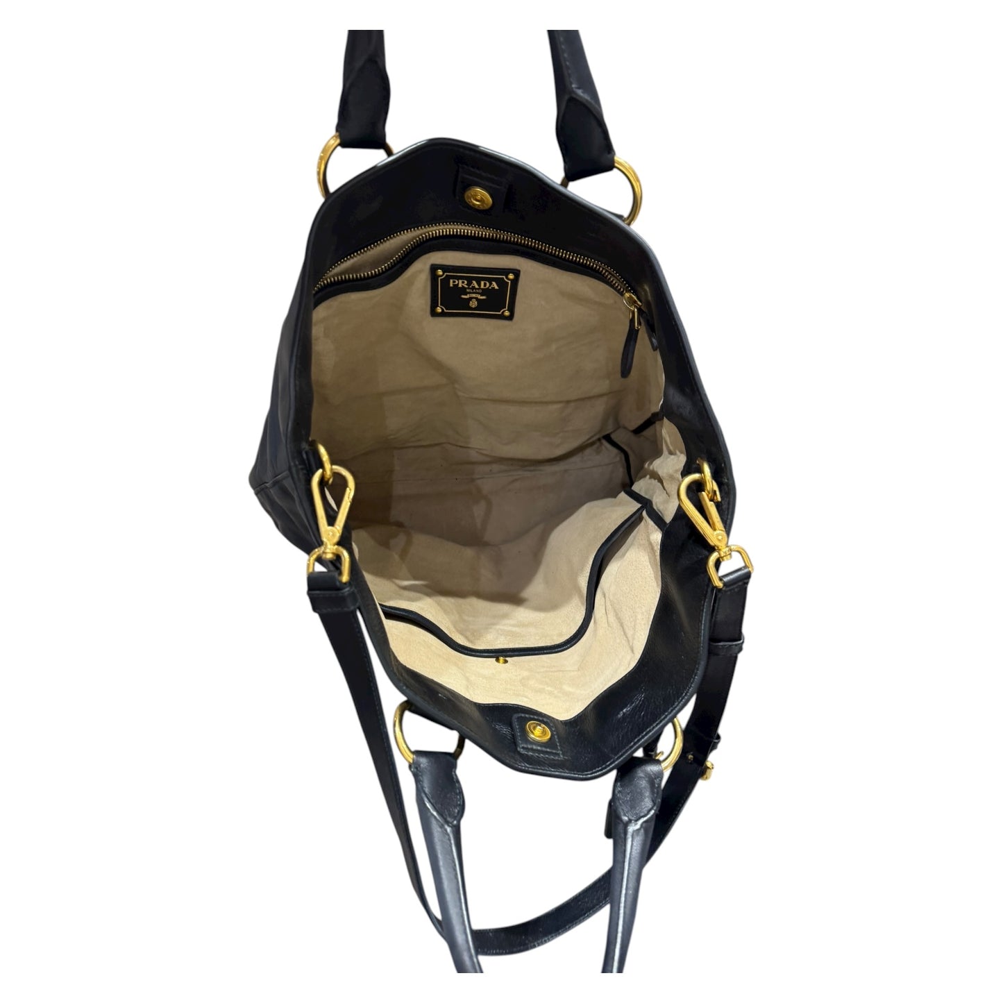 Prada Black Vitello Daino Tote