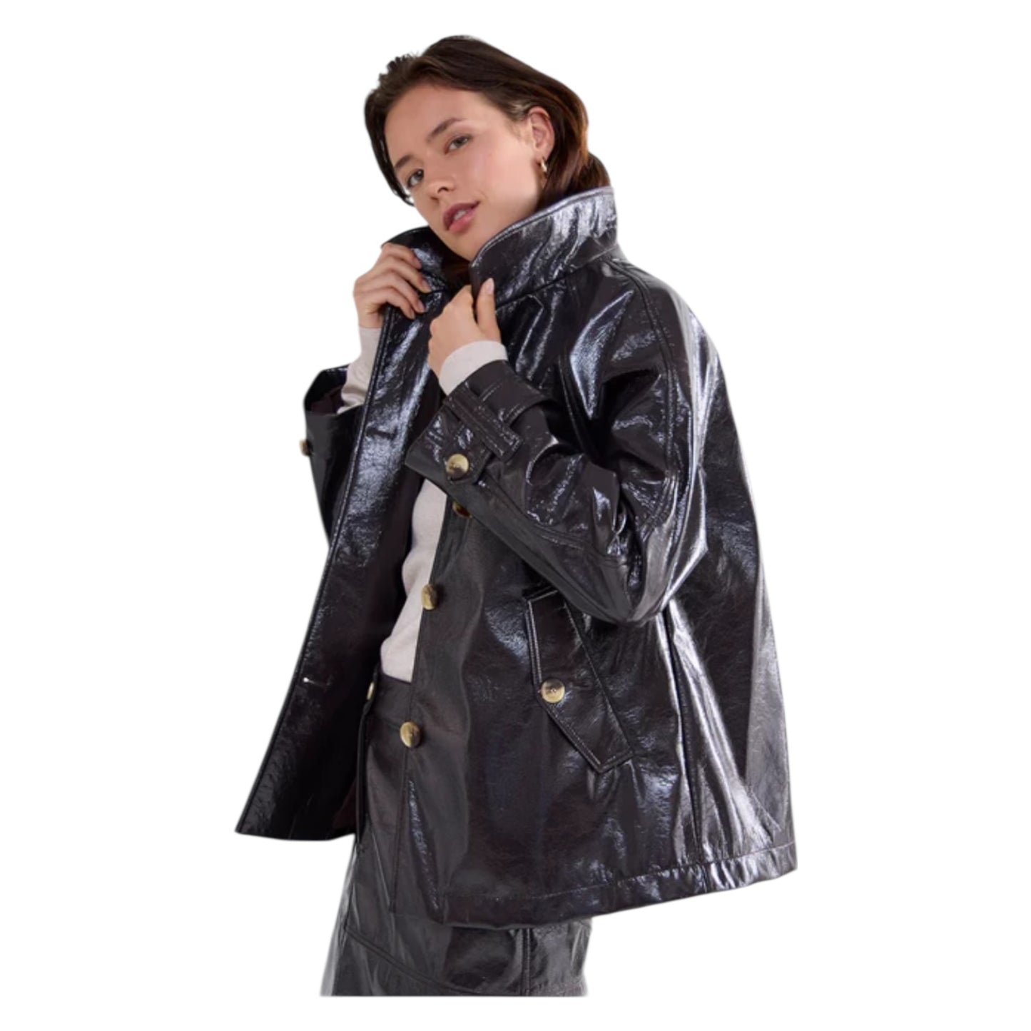 Summum Chocolate Brown Patent Jacket - 16