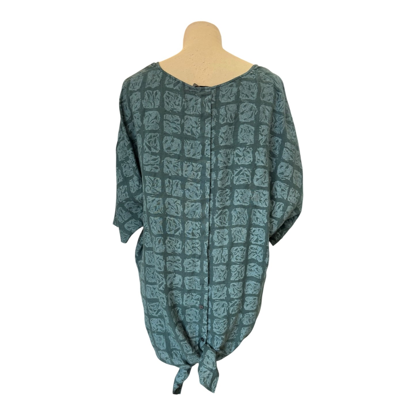 OSKA Teal Green Dip Hem Linen Top - 10/12