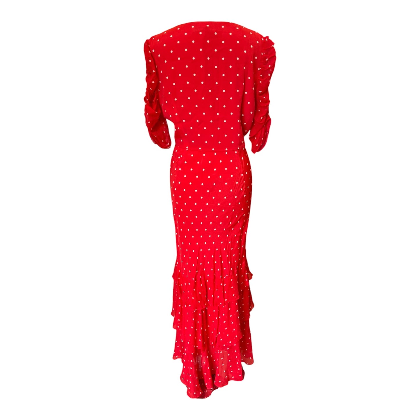 Rixo Rosheen Red Polka Dot Silk Blend Dress - 14