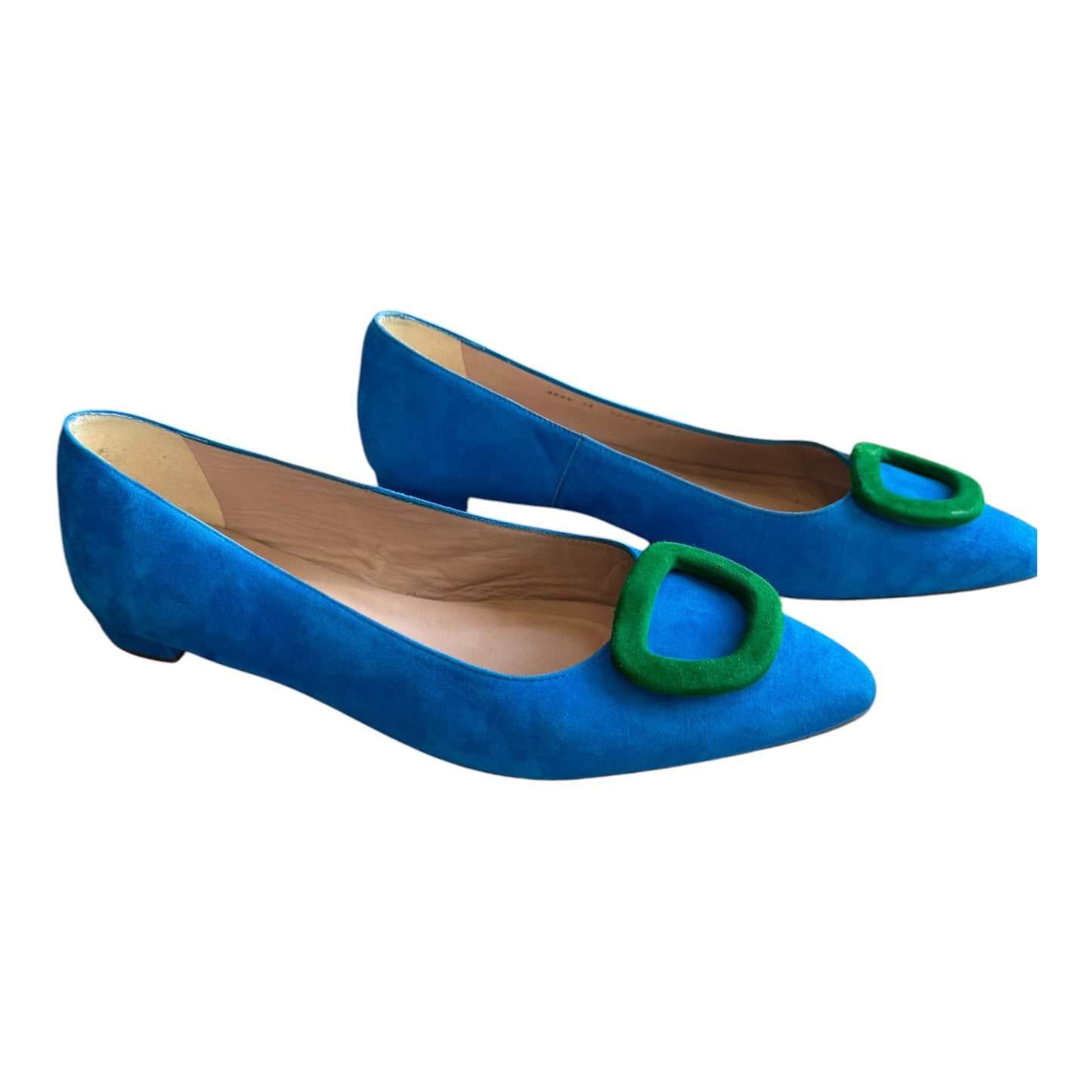 LK Bennett Blue and Green Pointed Flats - 39/6