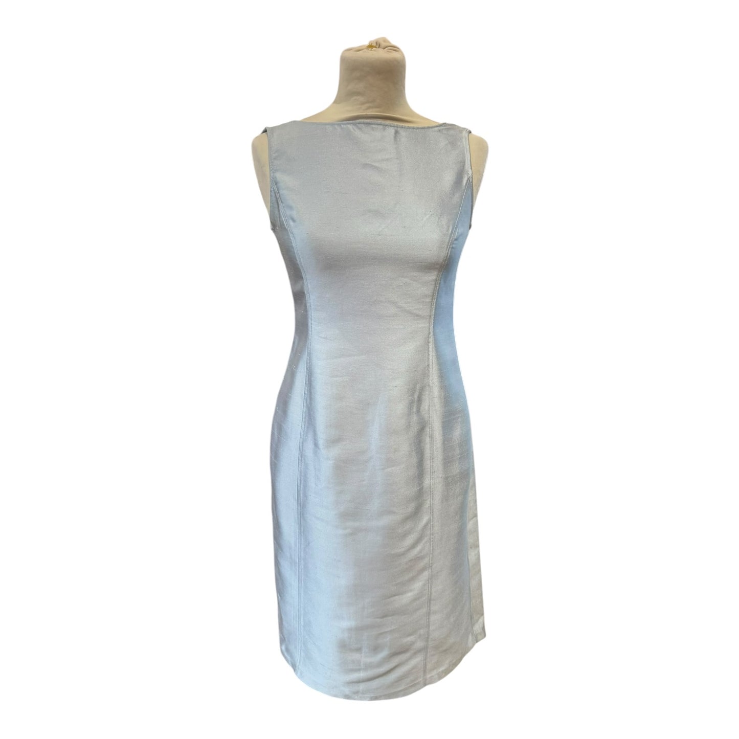 Armani Silver Silk and Wool Shift Dress - 6/8