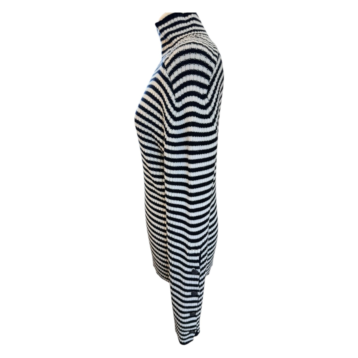 Max Mara Merino Wool Navy and White Stripe Sweater - 10/12