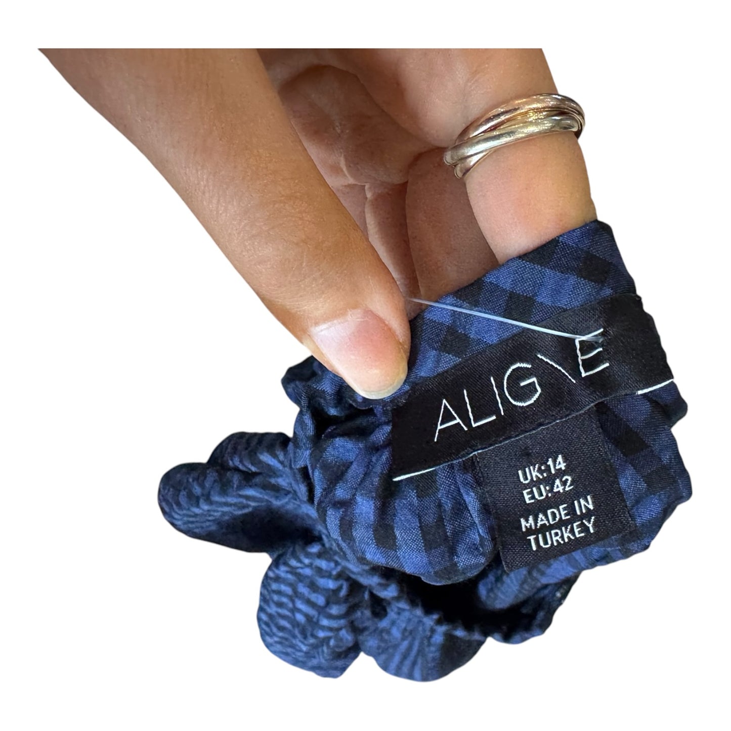 Aligne Blue and Black Check Poet Sleeve Top - 14