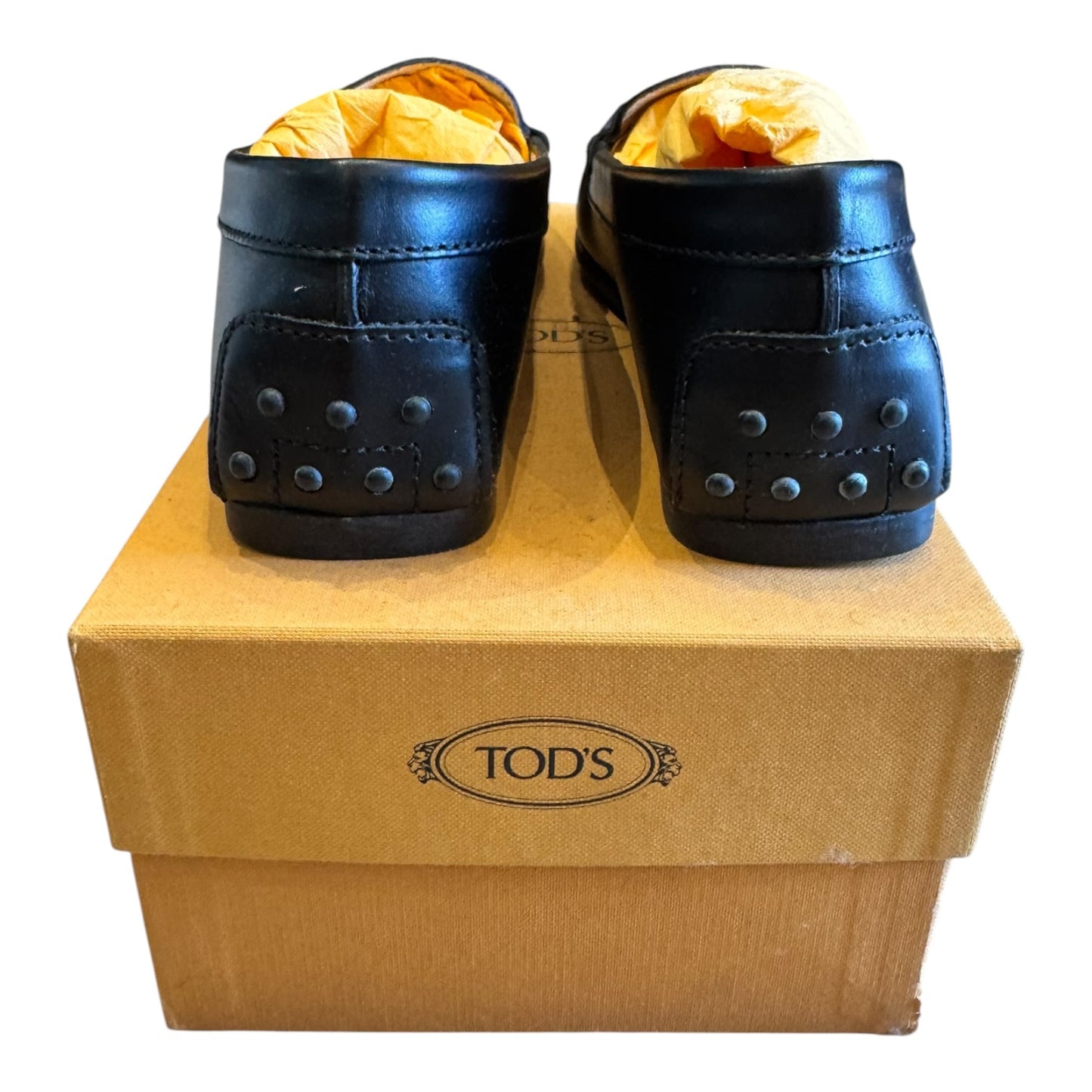 Tod's Black Leather Double T Driving Shoes - 38.5/5.5