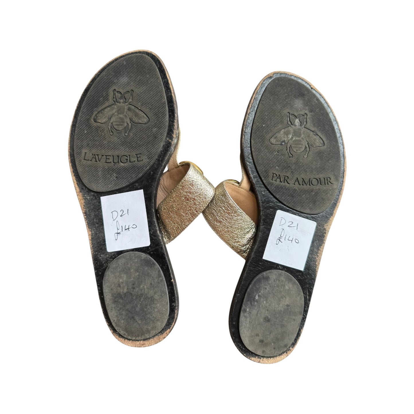 Gucci Marmont Silver Leather Crinkle Sandals - 37/4
