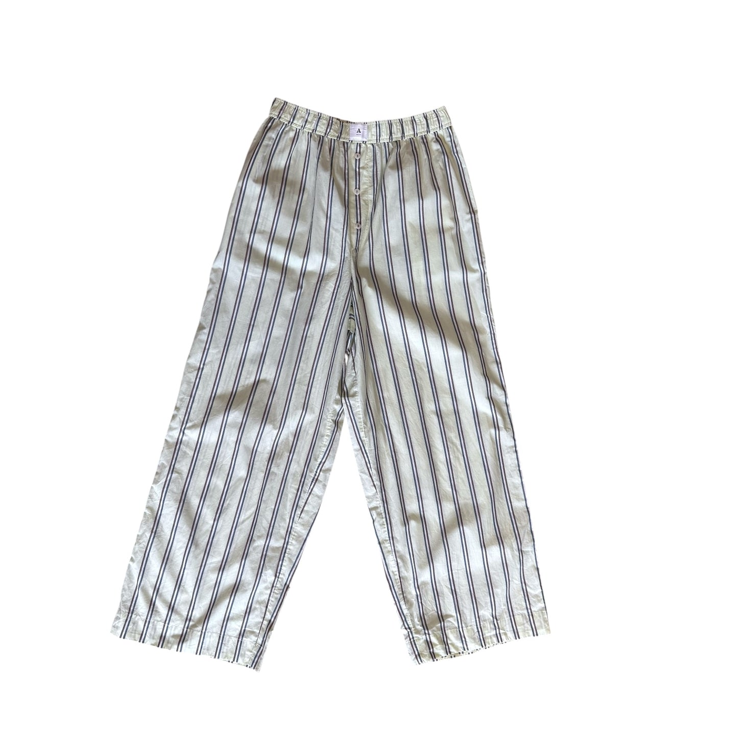 Anthropologie Green Stripe 100% Cotton Trousers