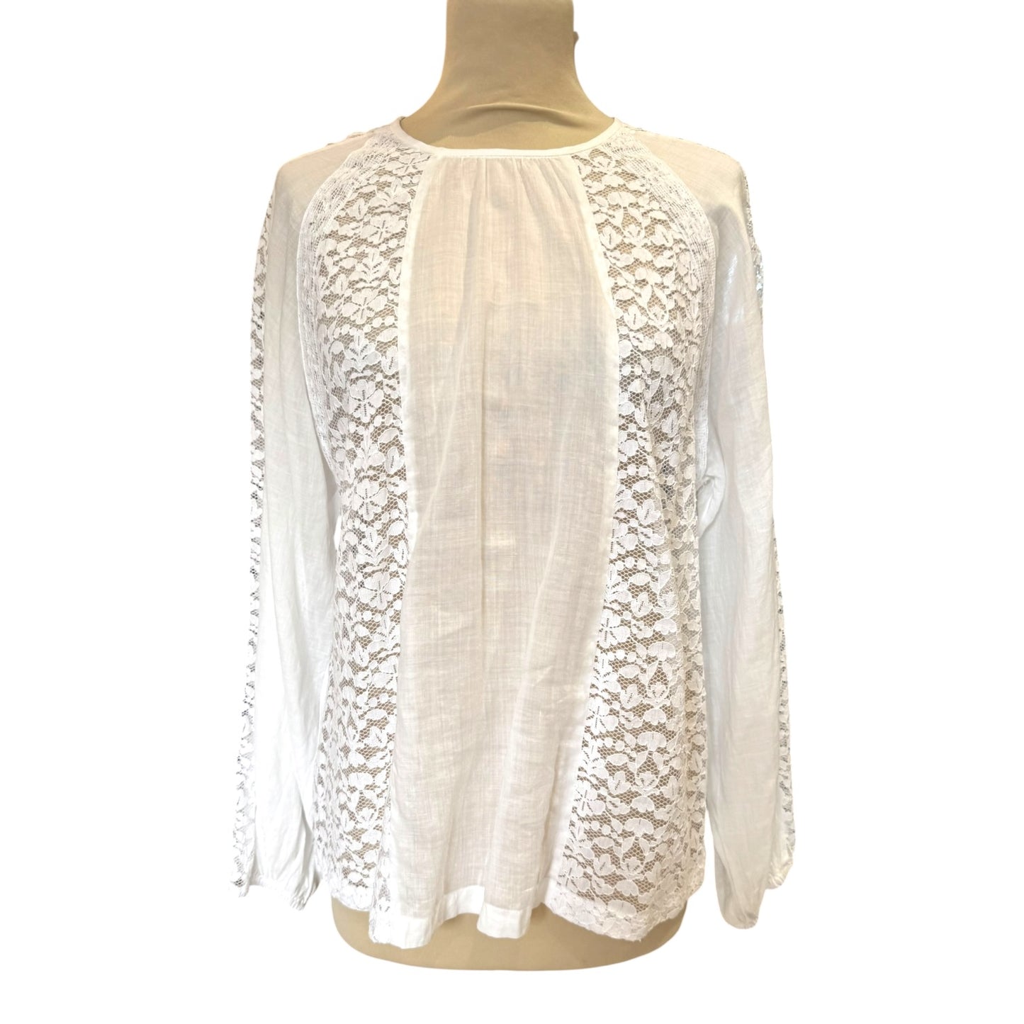 Max Mara Studio White Ramie Lace Blouse - 12