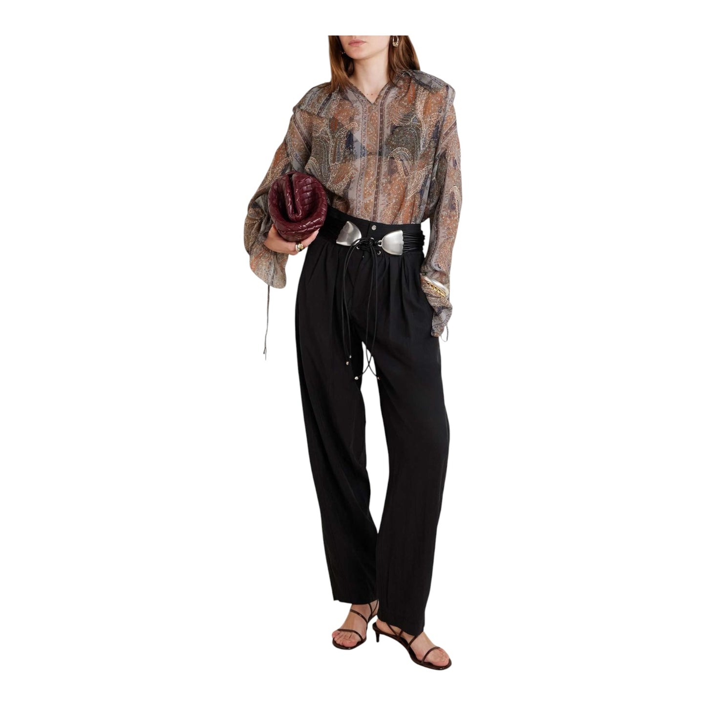 Isabel Marant Black Gleen Pleated Tapered Pants - 10
