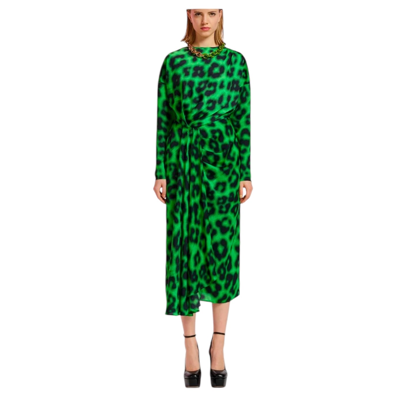 Essentiel Antwerp Green Patterned Dress - 10 - NEW