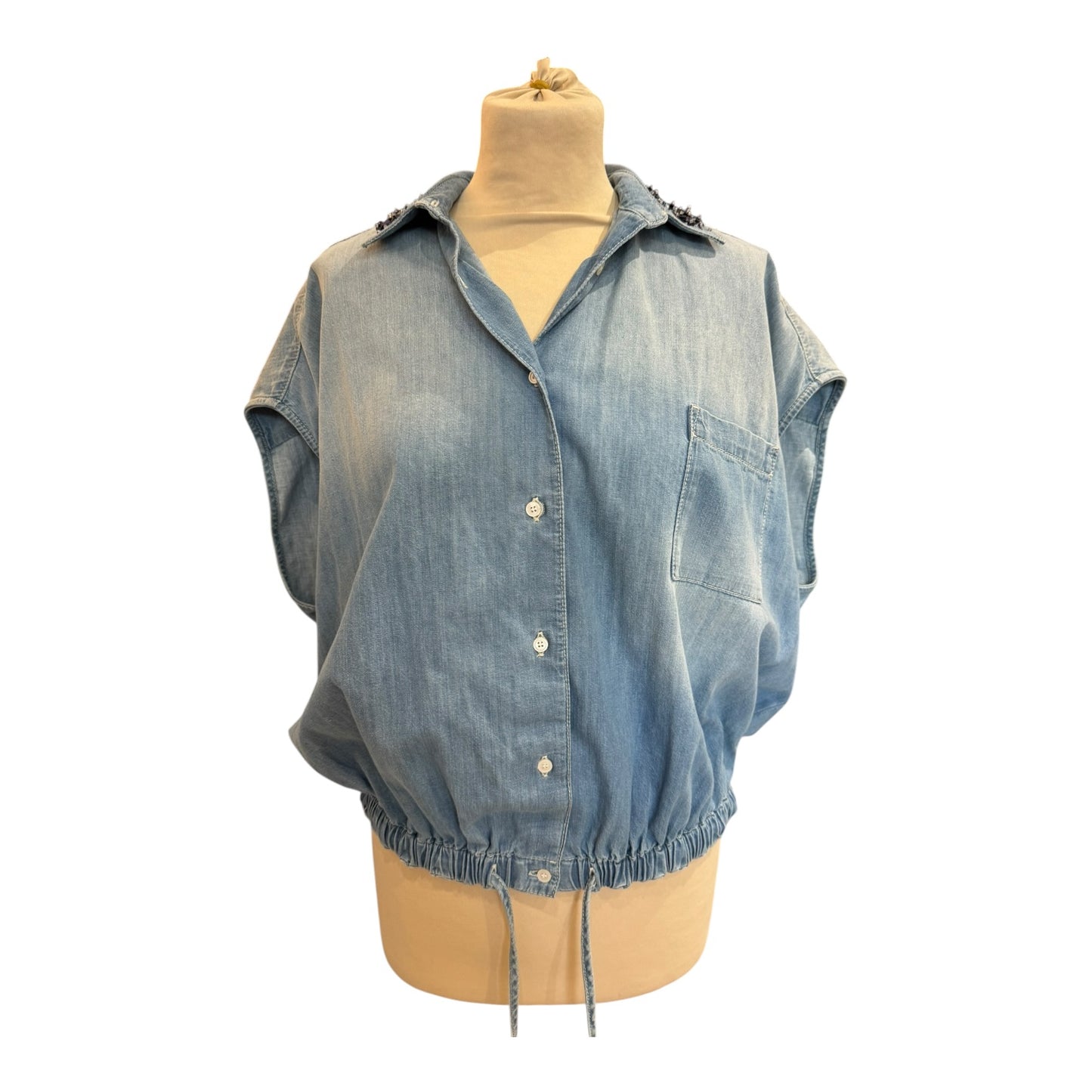 Fabiana Filipppi Blue Denim Drawstring Blouse - 10