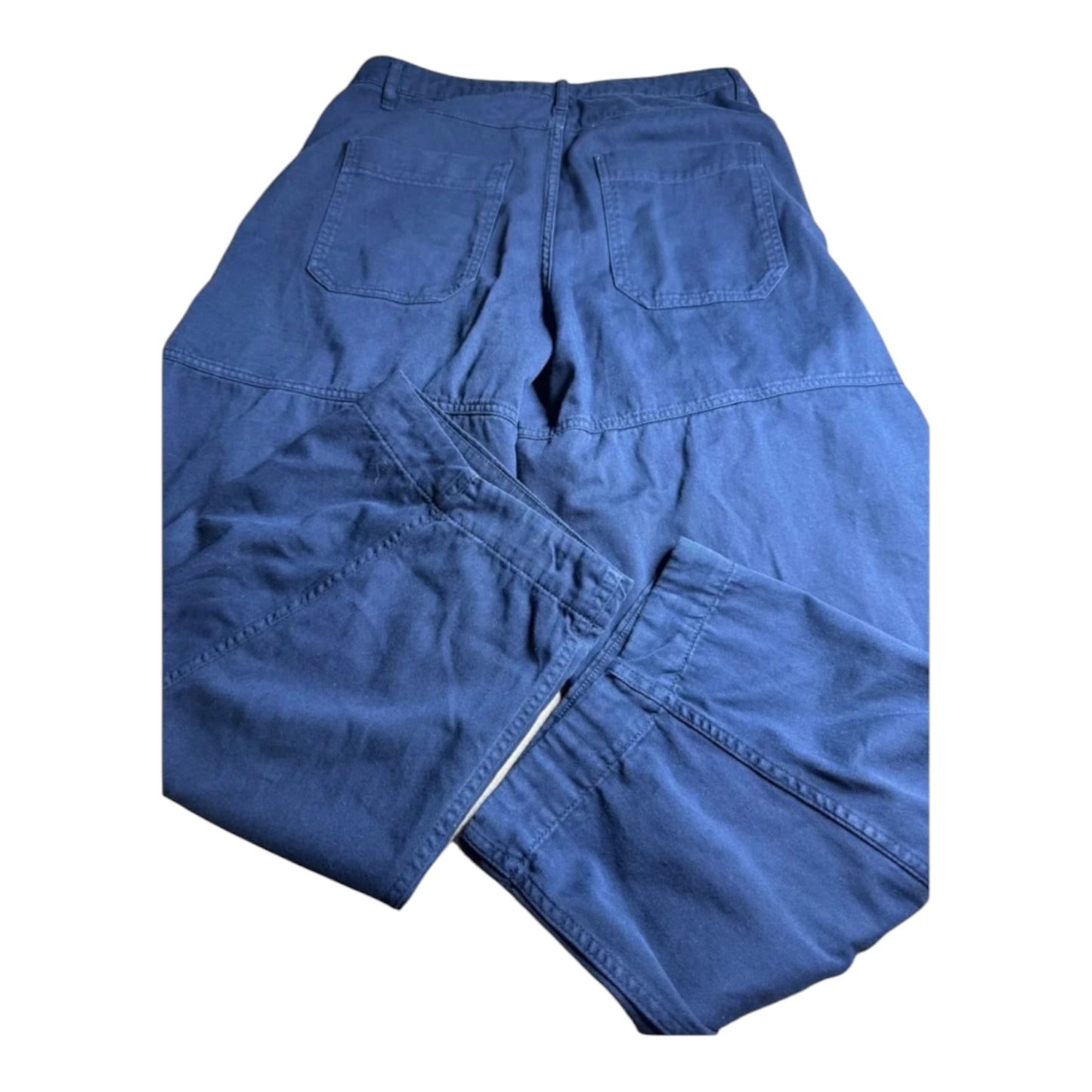 Me + Em Navy Blue Cotton Twill Barrel Leg Cargo Pants - 14