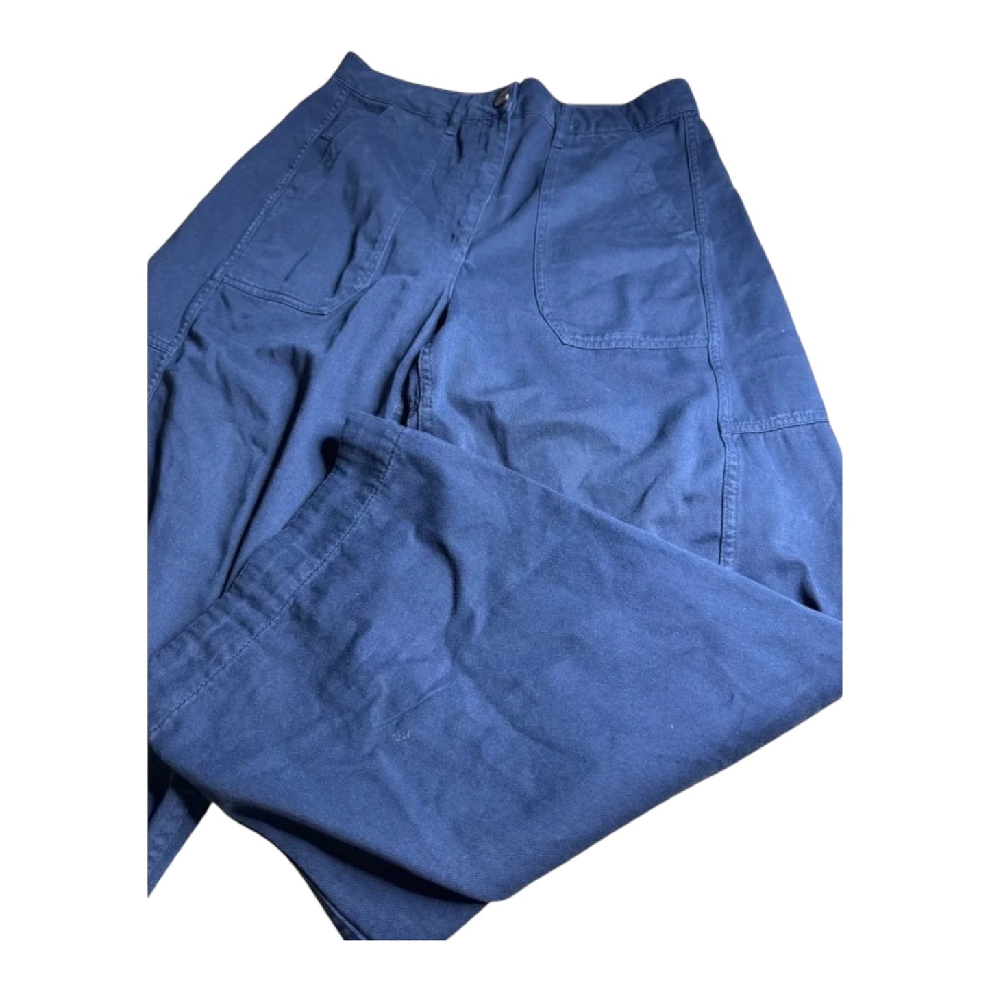 Me + Em Navy Blue Cotton Twill Barrel Leg Cargo Pants - 14