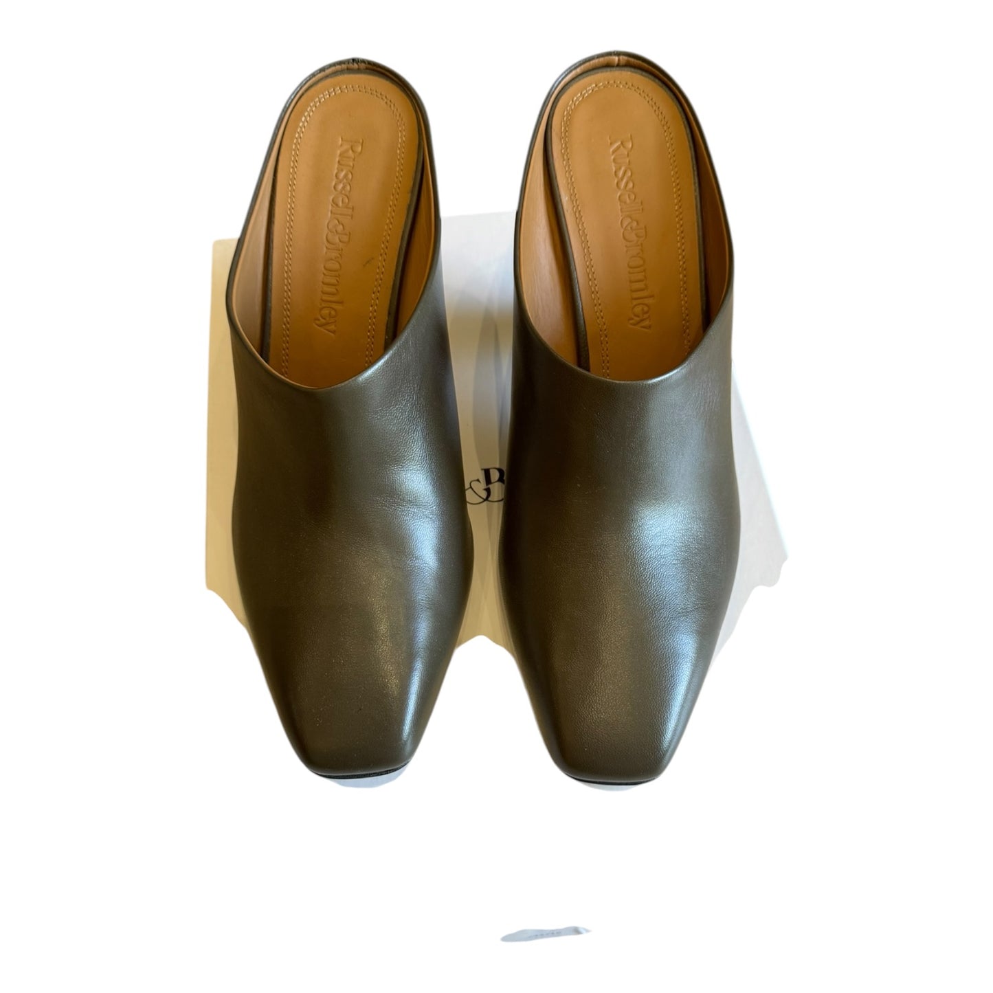 Russell & Bromley Olive Haymoor Mule Wedge Mule - 38/5 - NEW