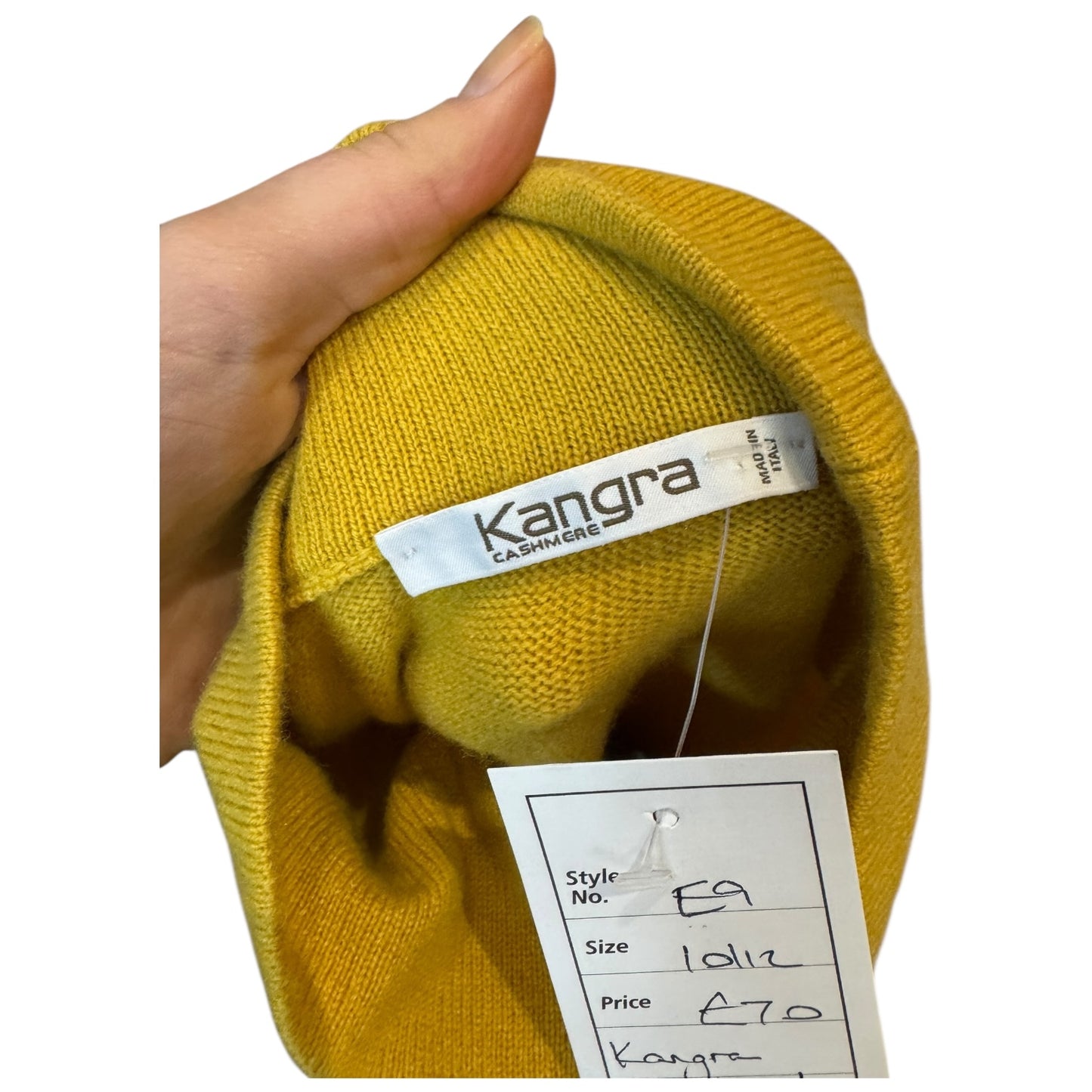 Kangra Mustard Wool, Cashmere and Silk Polo Neck - 10/12