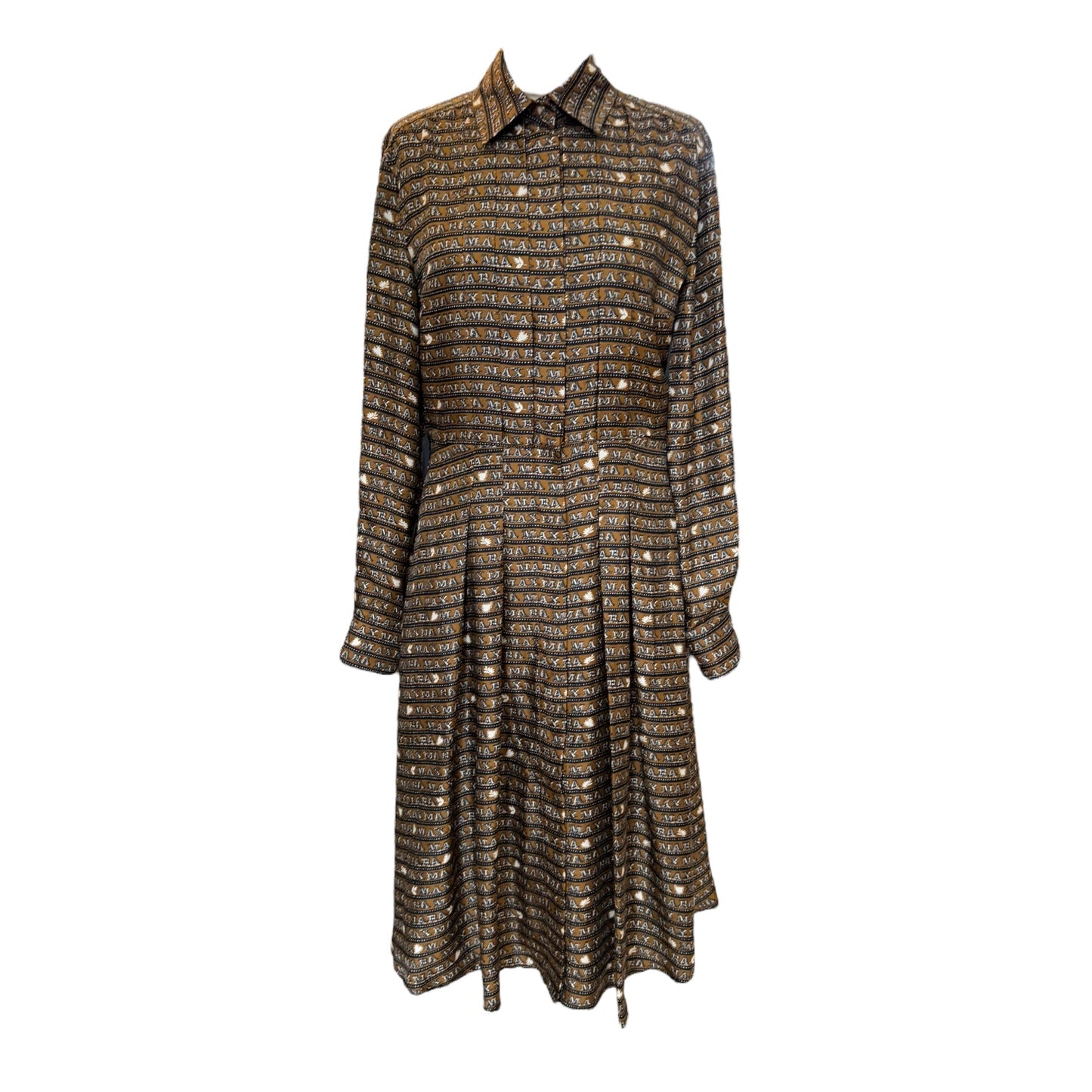 Max Mara Emmy Brown and Navy Silk Dress - 12