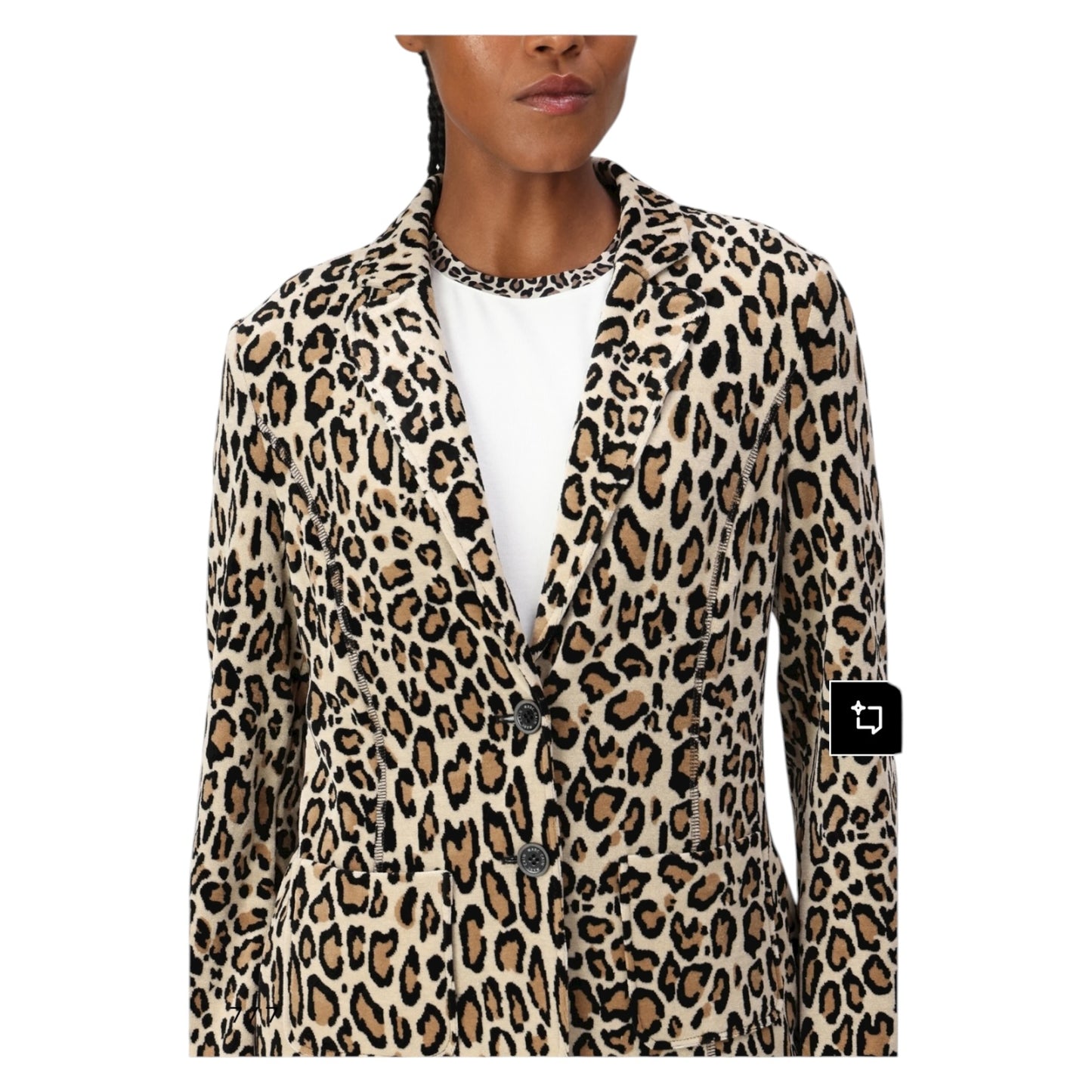 Marc Cain 'Soft Moon Rock' Leopard Velvet Blazer - 12