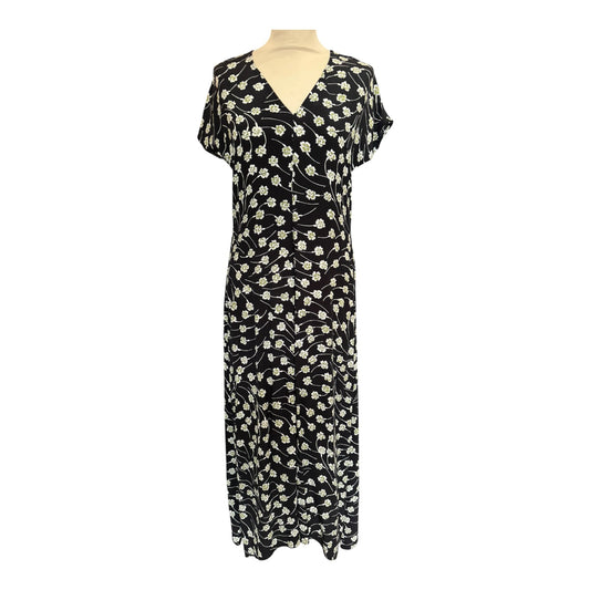 Jigsaw Black Floral Midi Dress - 6