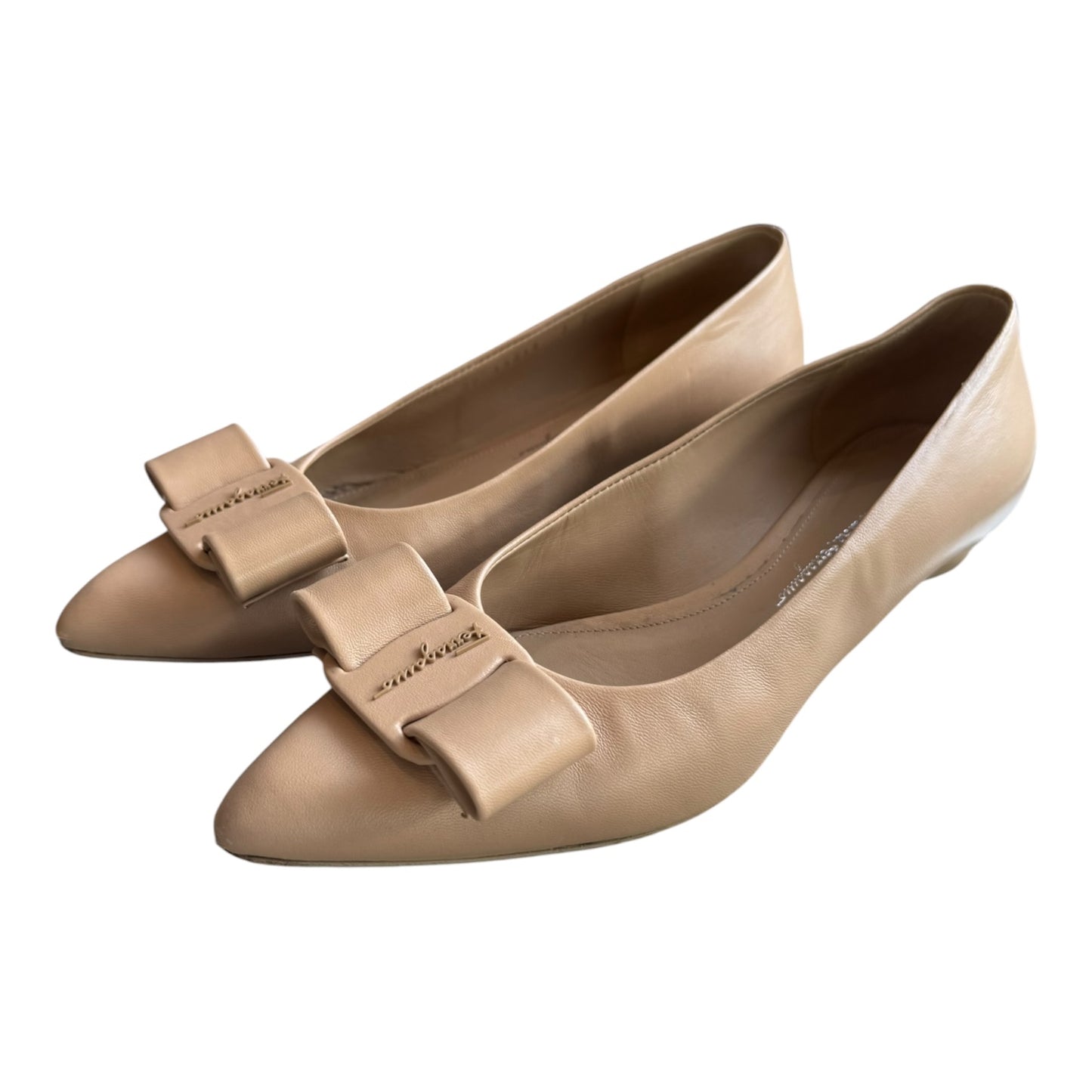 Salvatore Ferragamo Nude Bow Front Flats - 7