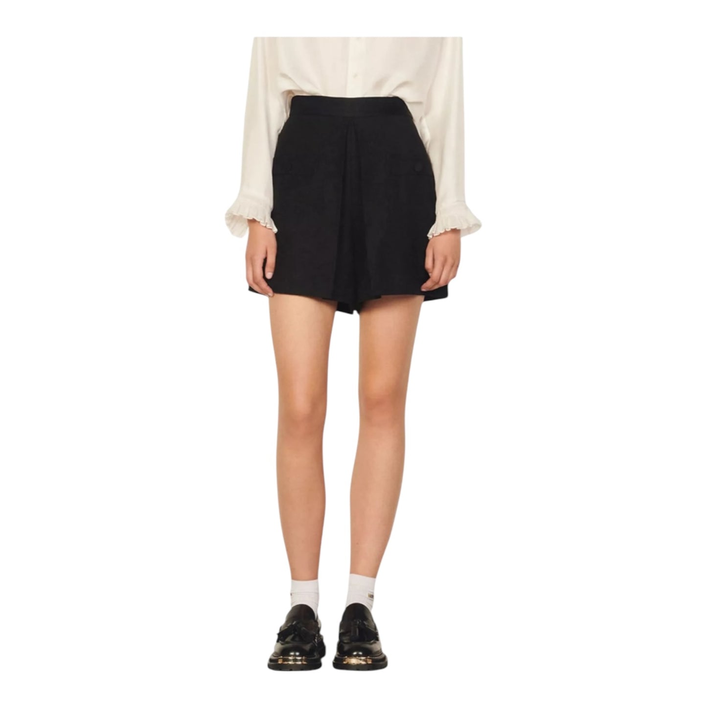 Sandro Hugo High Rise Woven Shorts - 10
