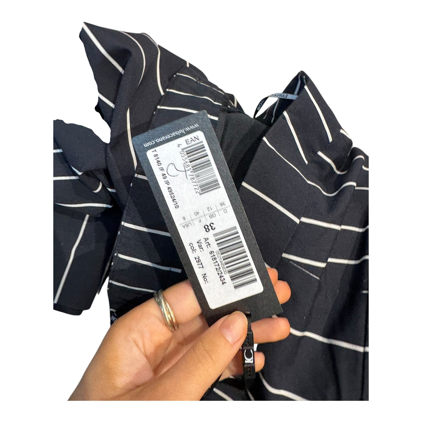 Luisa Cerano Black and Cream Stripe Trousers - 12 - NEW