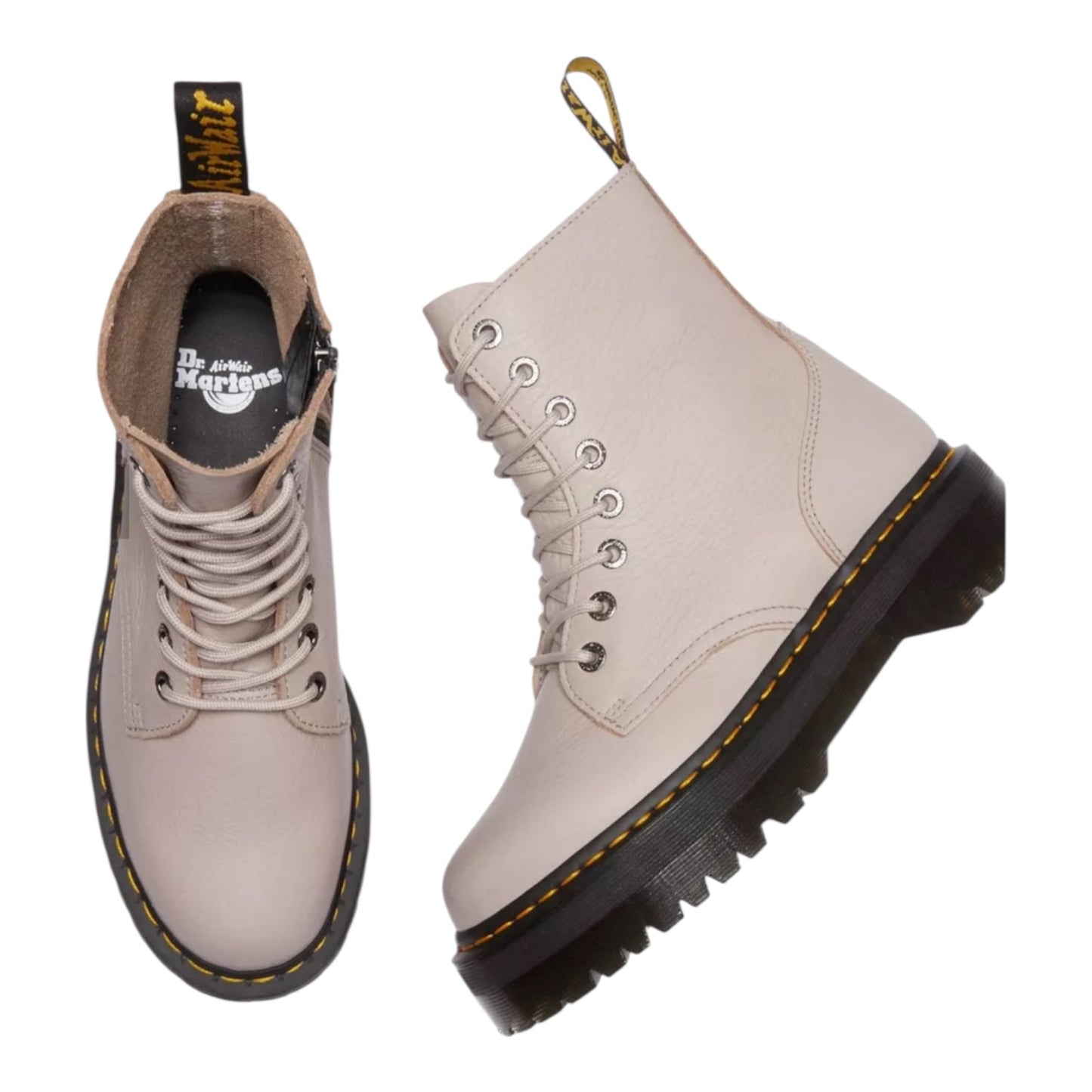 Dr Marten Jadon III Soft Leather Platform Boots in VINTAGE TAUPE - 38 / 5