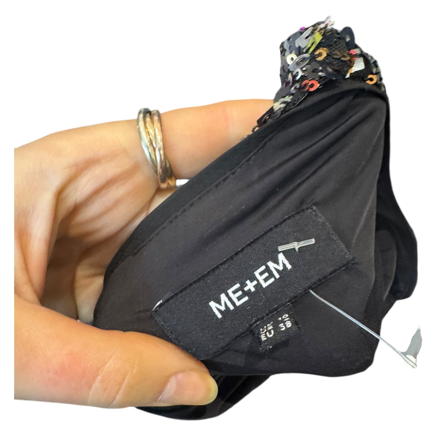 Me + Em Black Sequin Mini Long Sleeve Dress - 10