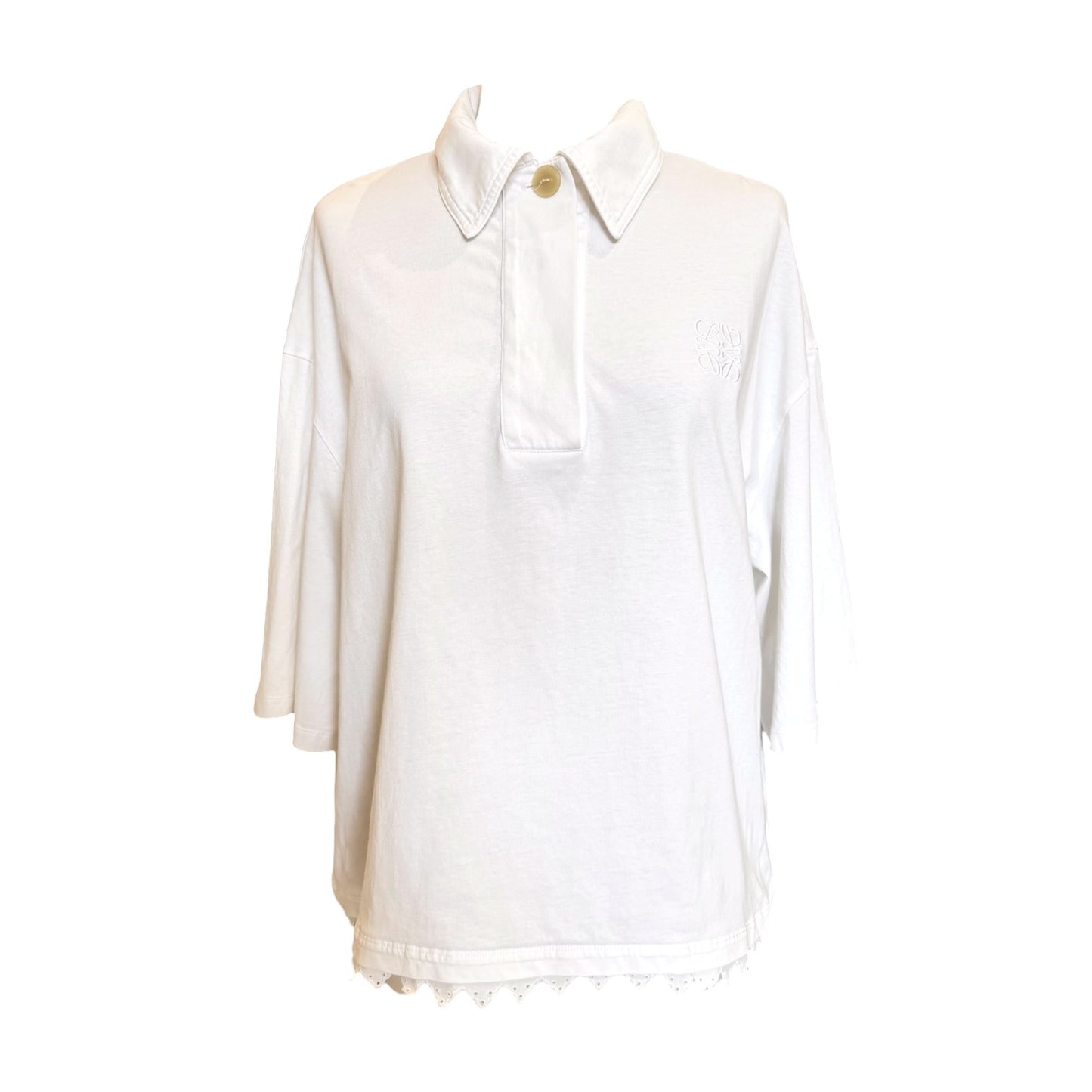 Loewe White Logo Embroidered Polo Shirt - 12