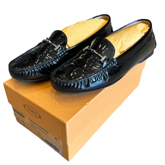 Tod's Black Patent Gomma Lu Doppia T Micro Driving Shoes - 39/6