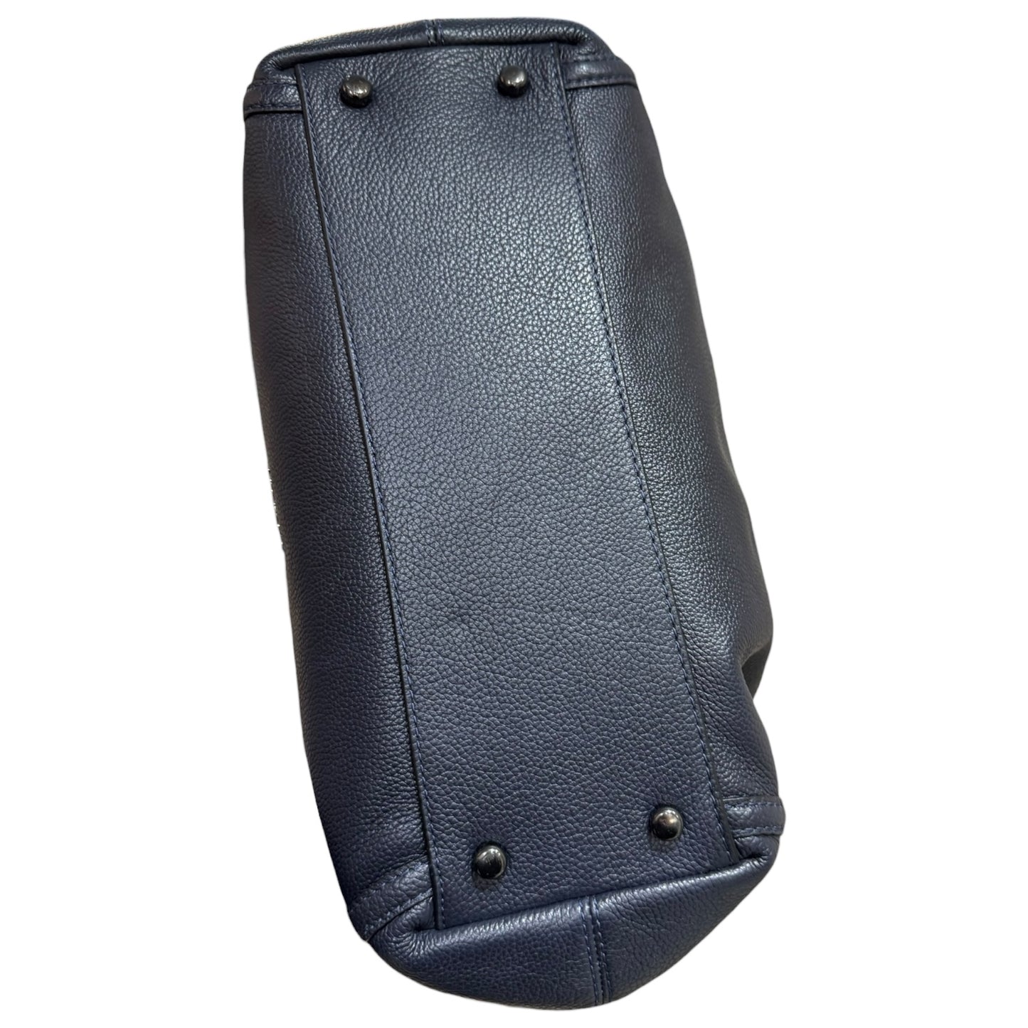 Coach Turnlock Edie Navy Polished Pebble Leather Bag