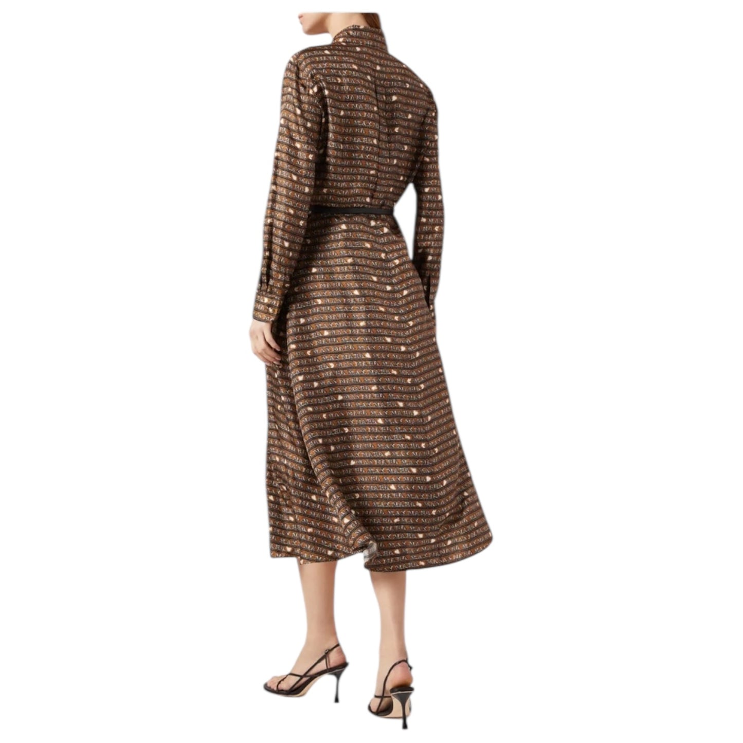 Max Mara Emmy Brown and Navy Silk Dress - 12
