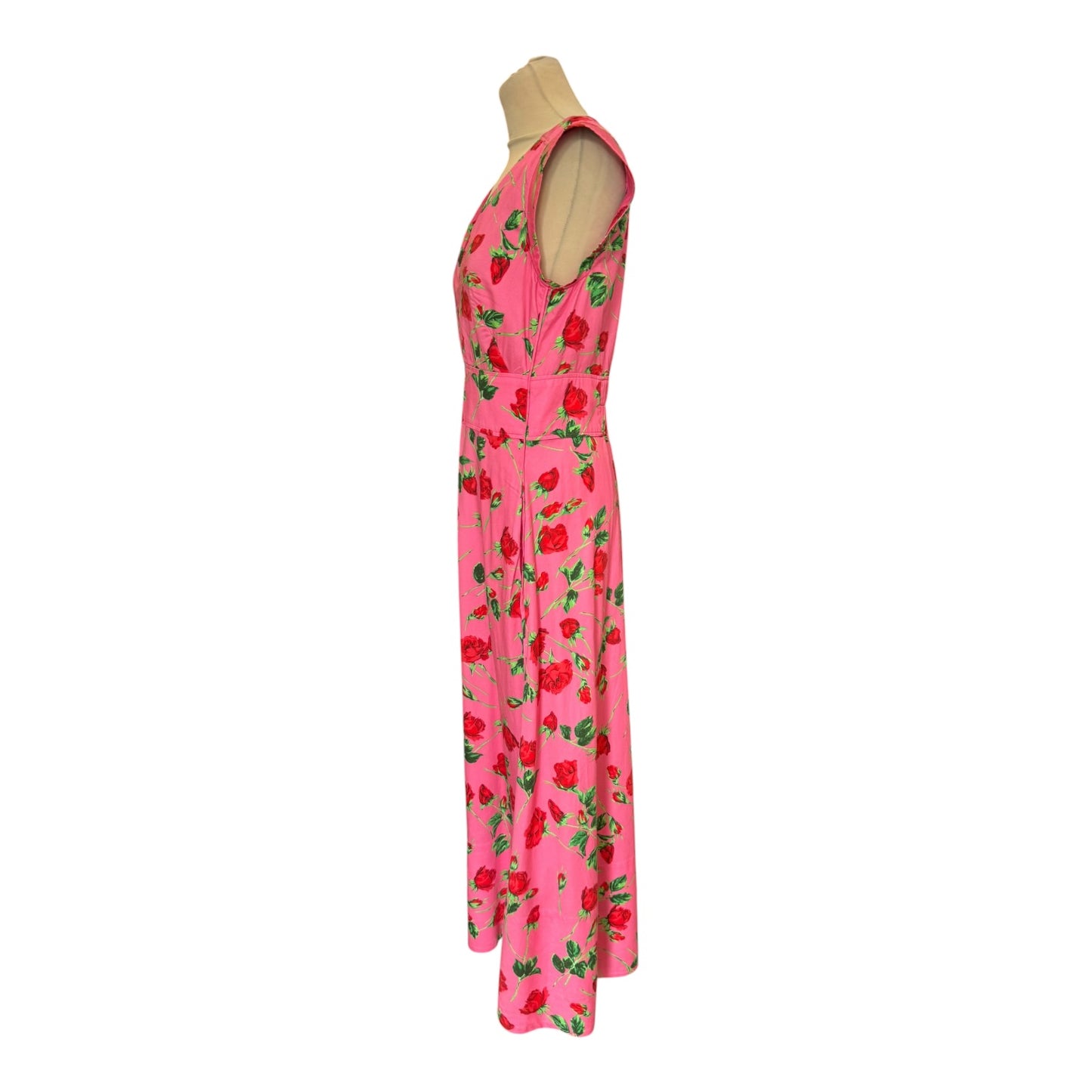 Me + Em Pink Cotton Rose Print Maxi Dress - 10