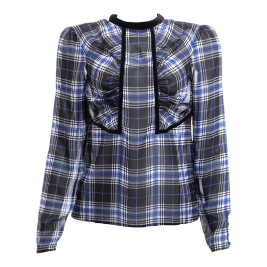 Maje Blue and Black Gingham Top - 10