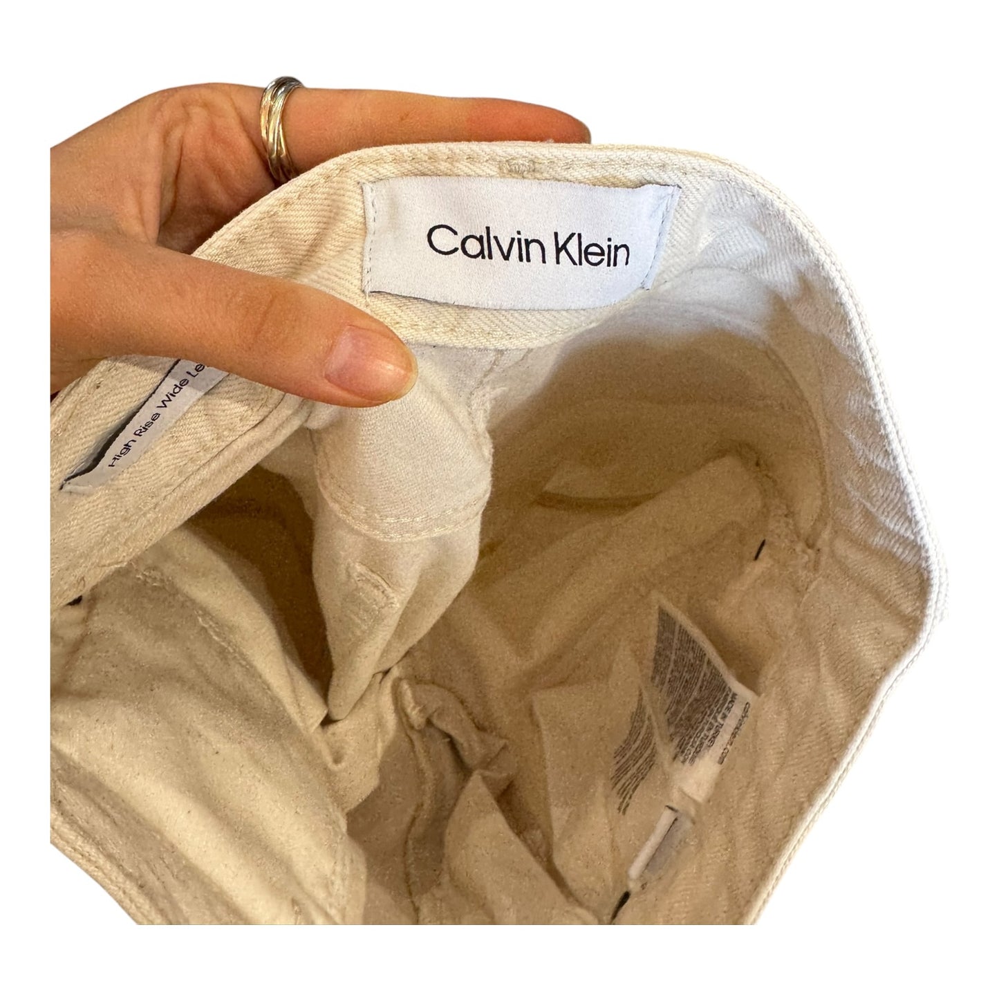 Calvin Klein High Waist Wide Leg Jeans Ecru - W27xL32 / UK8