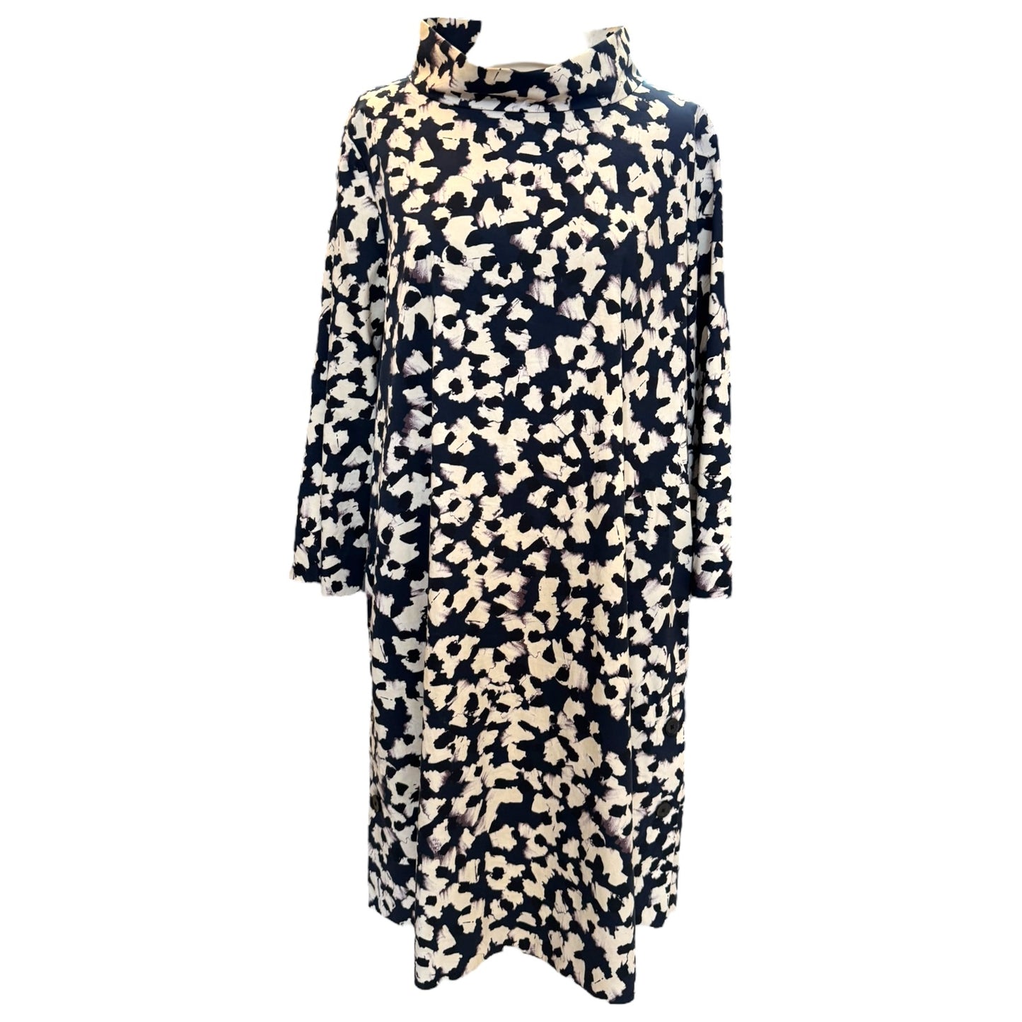 COS Navy Floral Stand Up Collar Dress - 16