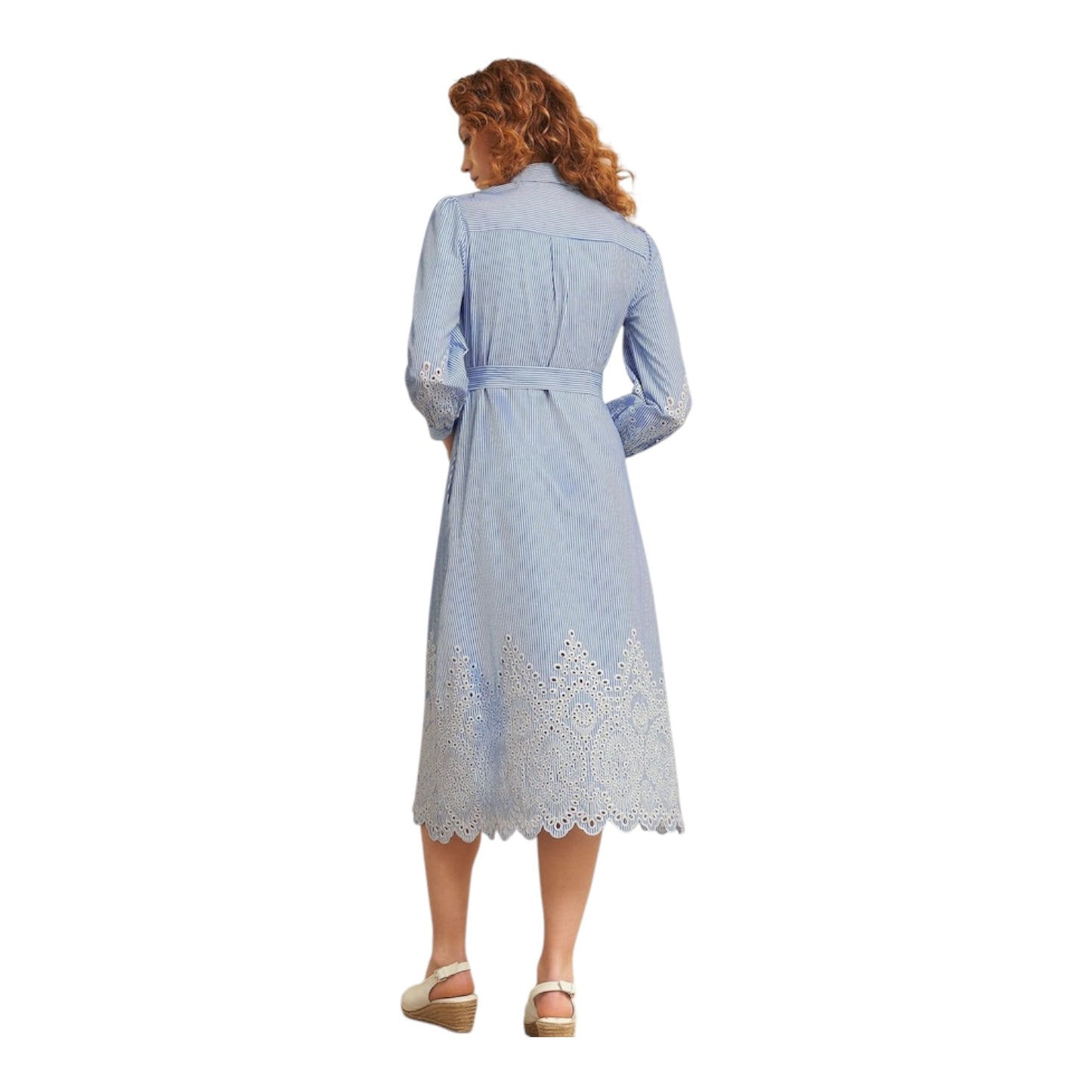 Hobbs Blue Ivory Juliette Cotton Dress - 10