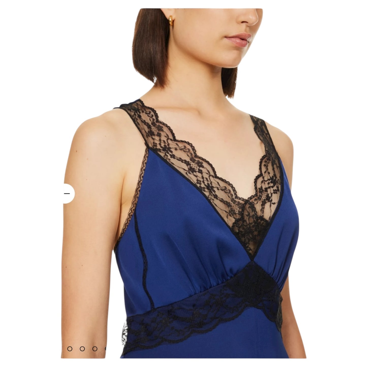 Me + Em Blue and Black Lace Trim Maxi Dress - 16