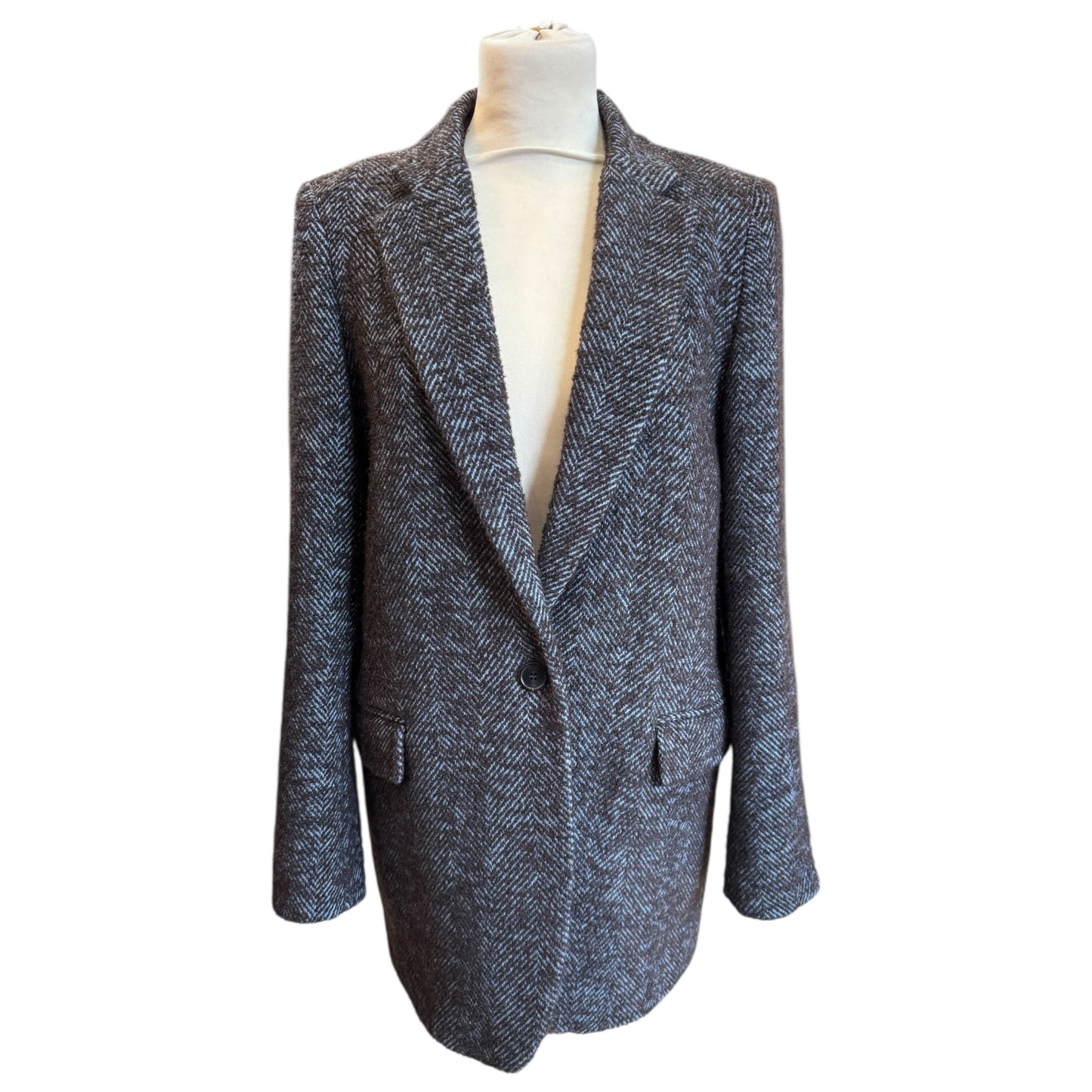 Jigsaw Blue Tweed City Coat - 12