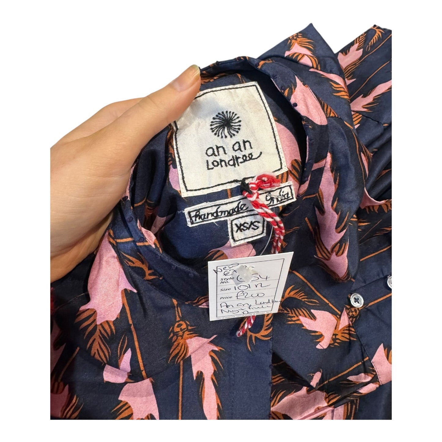 An An Londree Navy Pink Silk Dress - 10/12