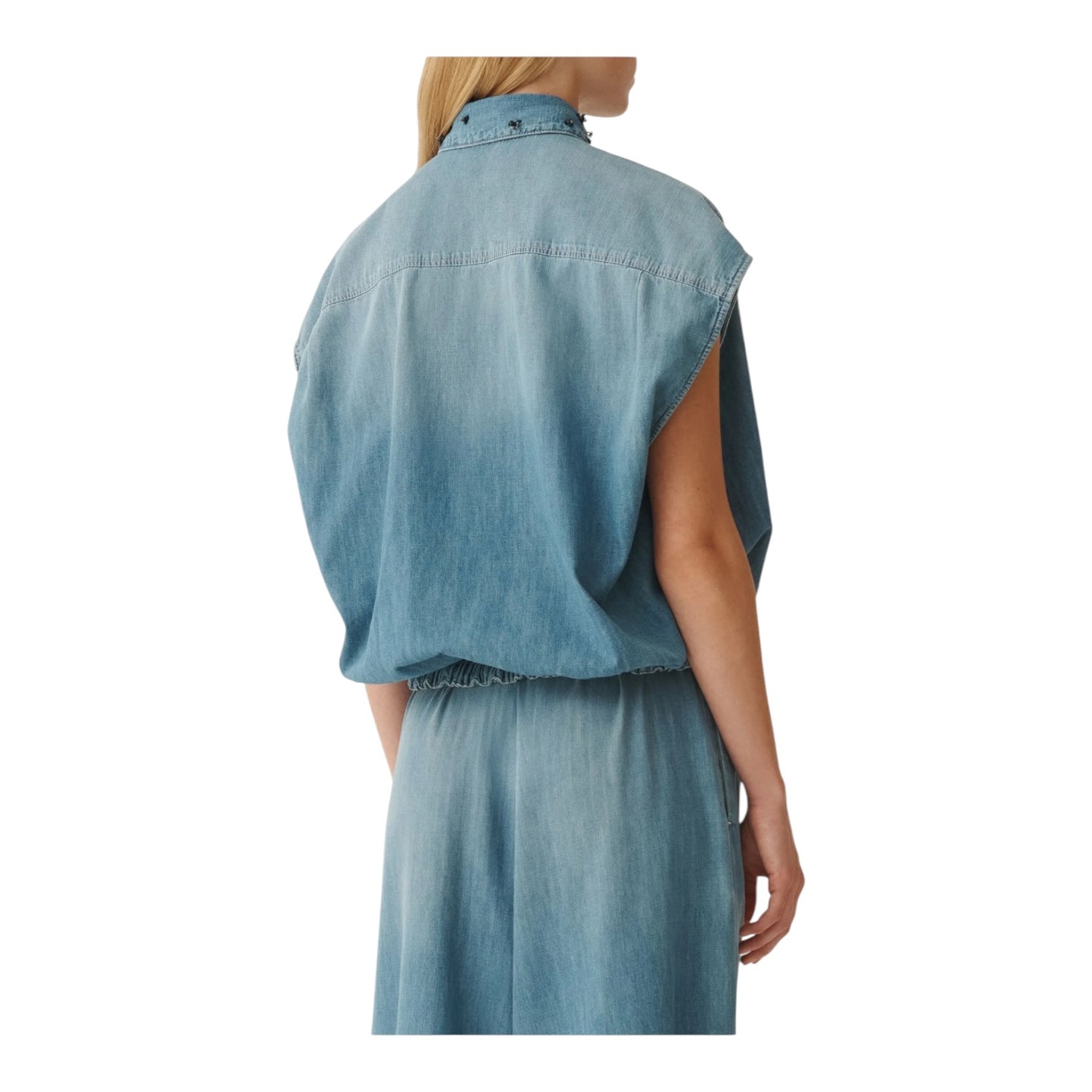 Fabiana Filipppi Blue Denim Drawstring Blouse - 10