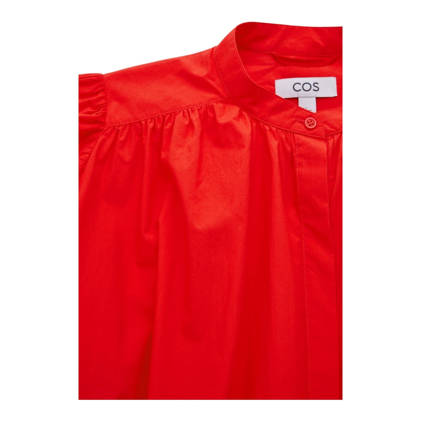 COS Tomato Red Puff-Sleeve Belted Dress - 12/14