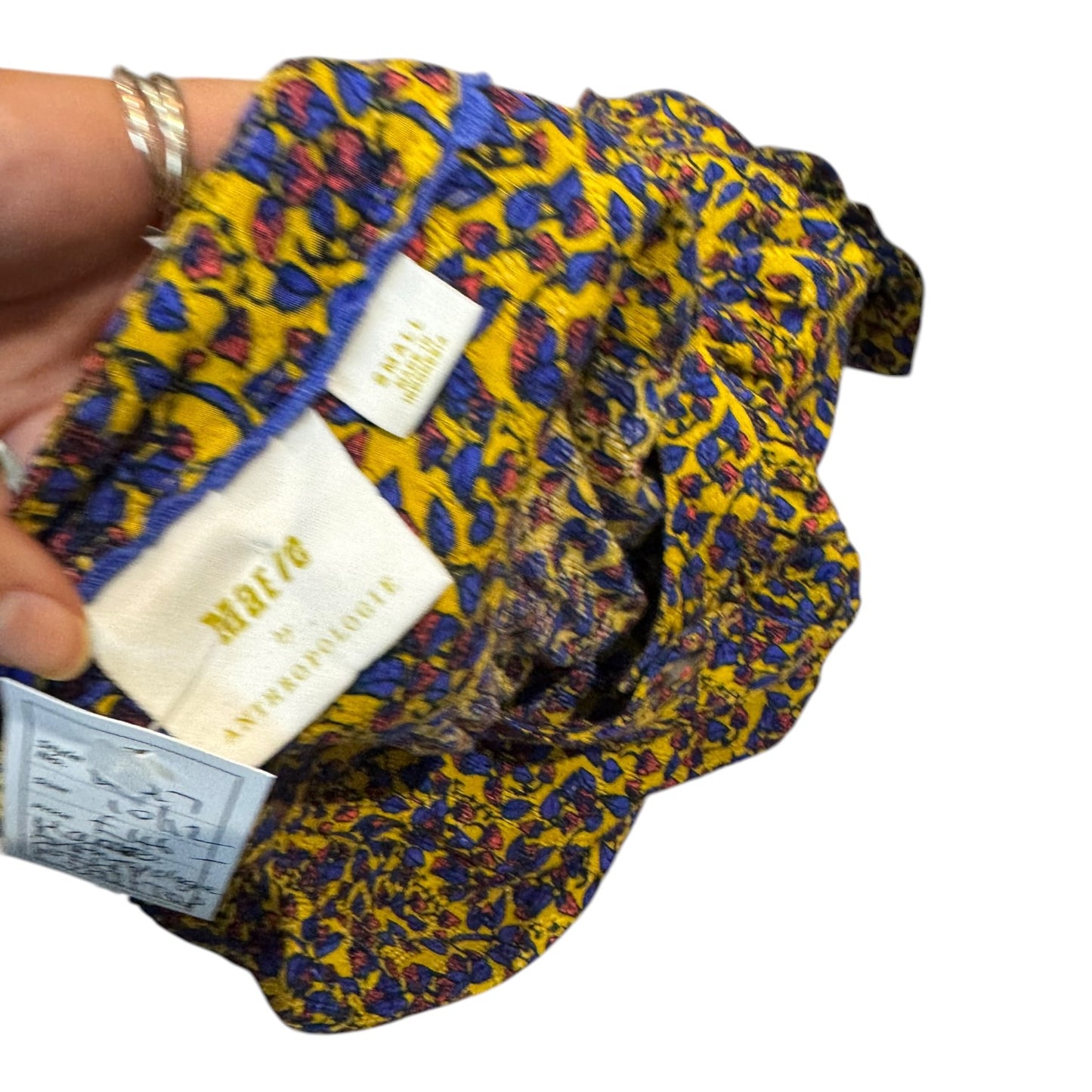 Maeve Anthropologie Gold and Cobalt Top - 10/12