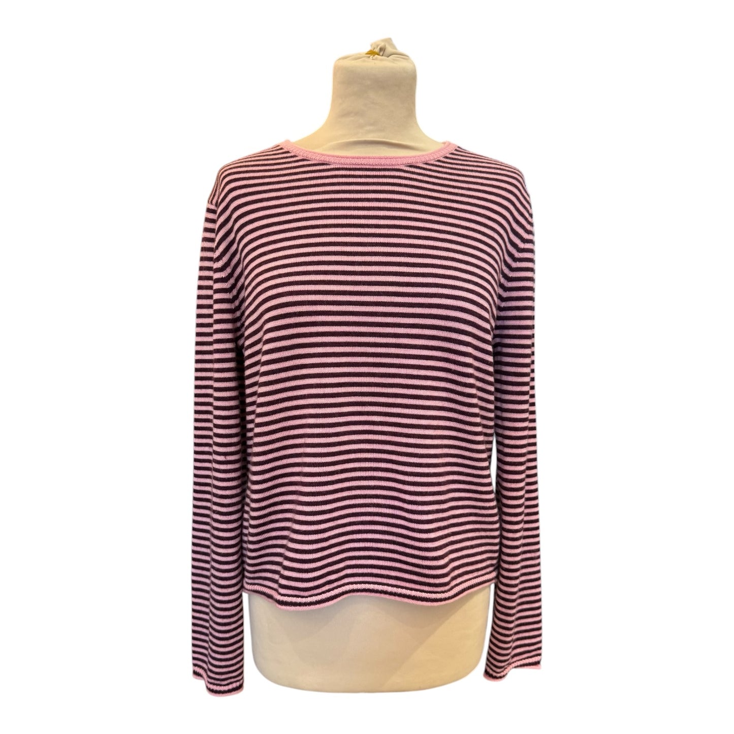 Wyse Josephine Pink and Burgundy Merino Wool Jumper - 10/12