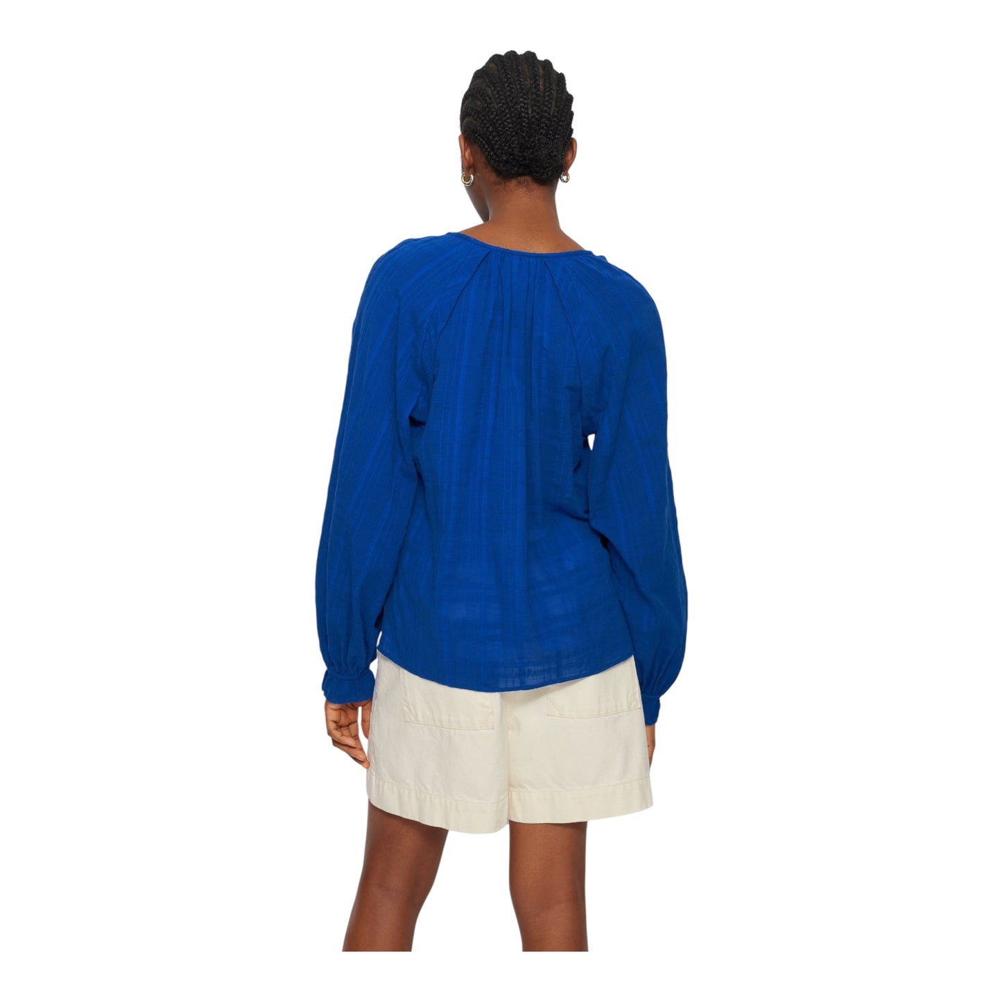 Jigsaw Cobalt Textured Cotton V Neck Top - 8